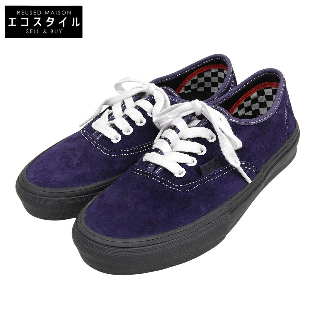 VANS バンズ 新品負けず劣らず AUTHENTIC 滑る スエードクロス スニーカー シューズ メンズ パープル 24.5珊 シューズ   6.5(US) パープル メンズ 【中古】