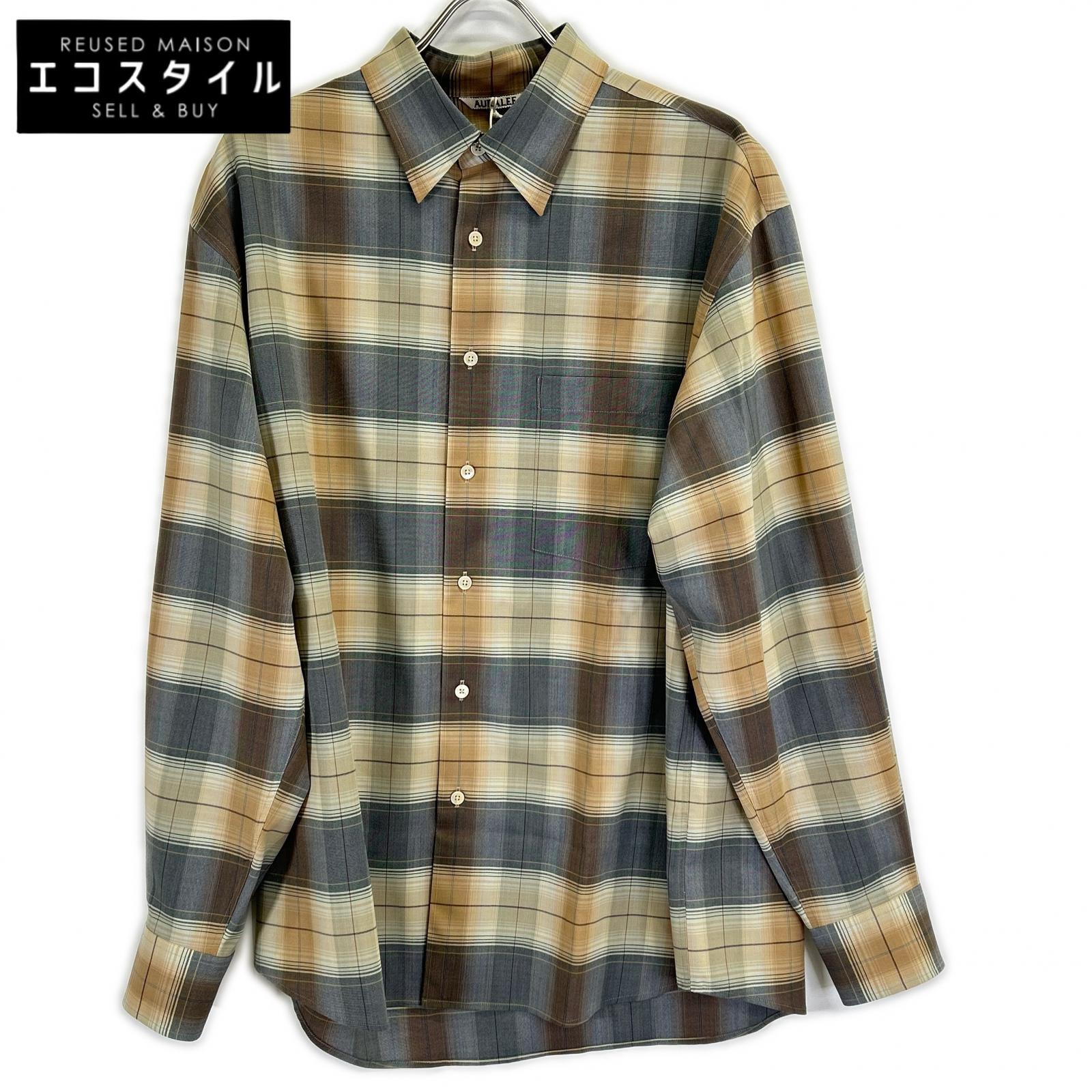 AURALEE オーラリー A26SS01LC ベージュ SUPER LIGHT WOOL CHECK SHIRT トップス 5 ライトブラウン メンズ 【中古】｜ブランドリユース エコスタイル 36,751円