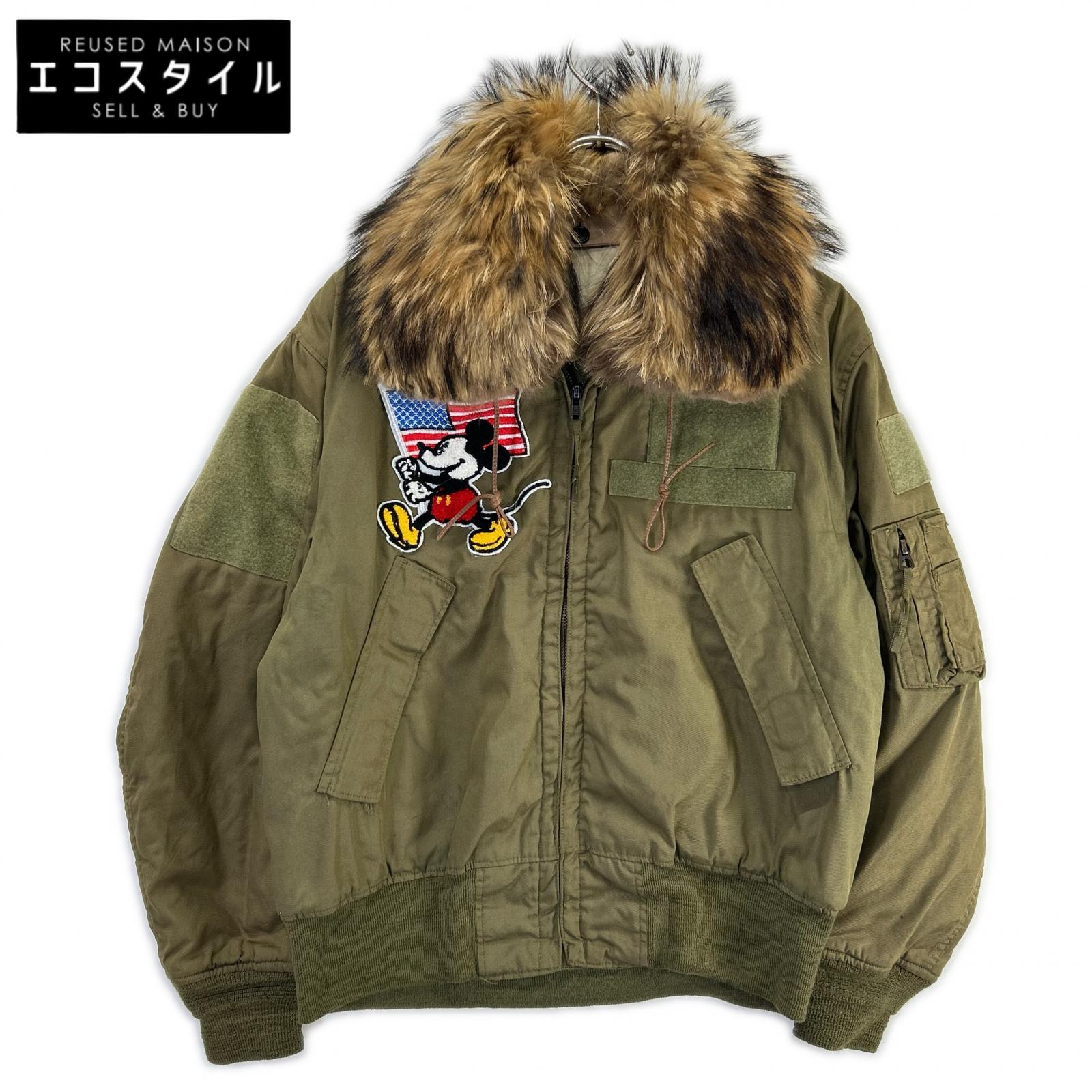 MILITARY ミリタリー カーキ ファーカスタム CVCヘリクルーフライトジャケット ジャケット M カーキ メンズ 【中古】|ブランドリユース エコスタイル