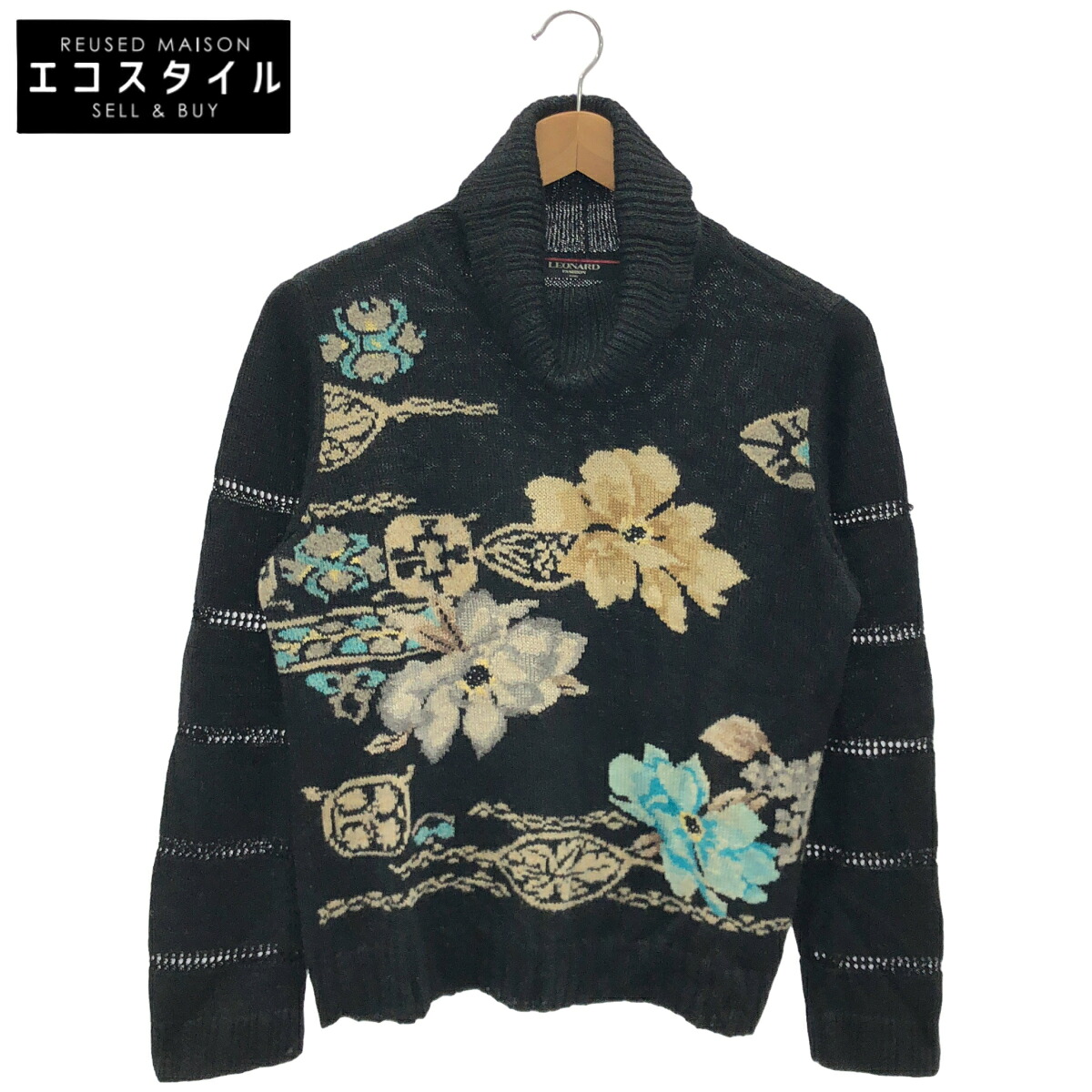 LEONARD レオナール 0347410 黒いこと モヘヤ 花柄 編み物 トップス   レディース 【中古】