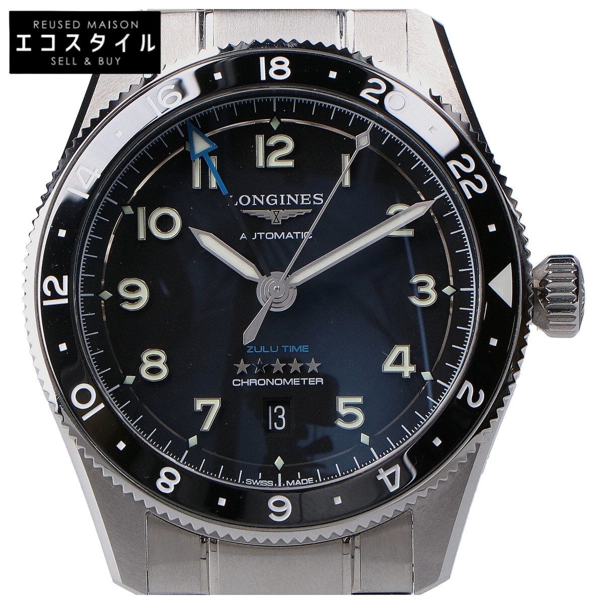LONGINES ロンジン 美品 L3.812.4.53.6 SPIRIT ZULU TIME 自動小銃一巻き ウォッチ   メンズ 【中古】