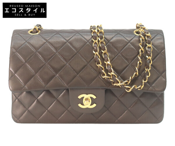 CHANEL シャネル A01112 子ヒツジ W下げ翼 マトラッセ25 ショルダーバッグ   黒いこと/ゴールド金具 レディース 【中古】