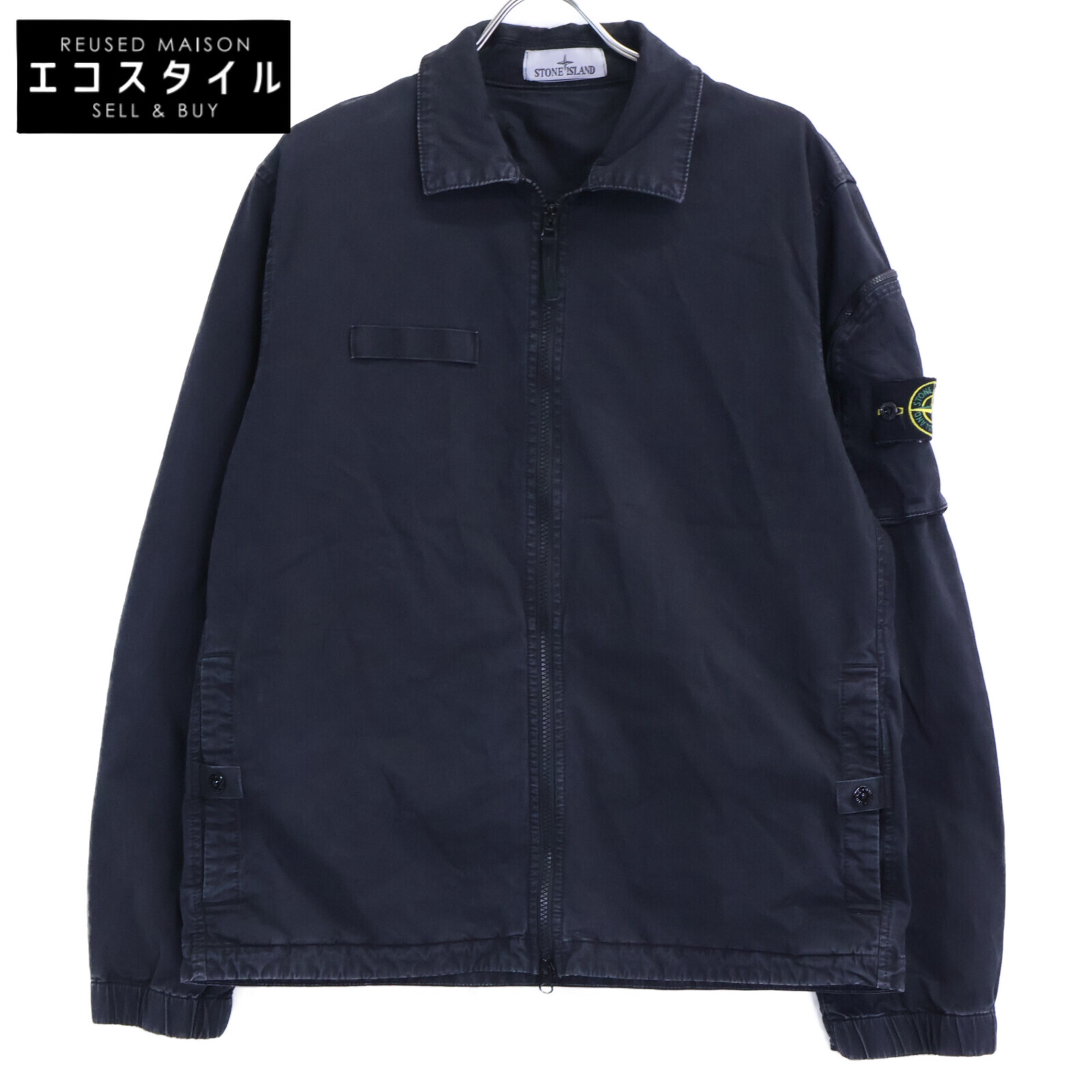 STONE ISLAND ストーンアイランド 【国内定め事】K1S151200003 ORGANIC STRETCH BROKEN TWILL COTTON プルオーバー 上衣 L 黒いこと メンズ 【中古】