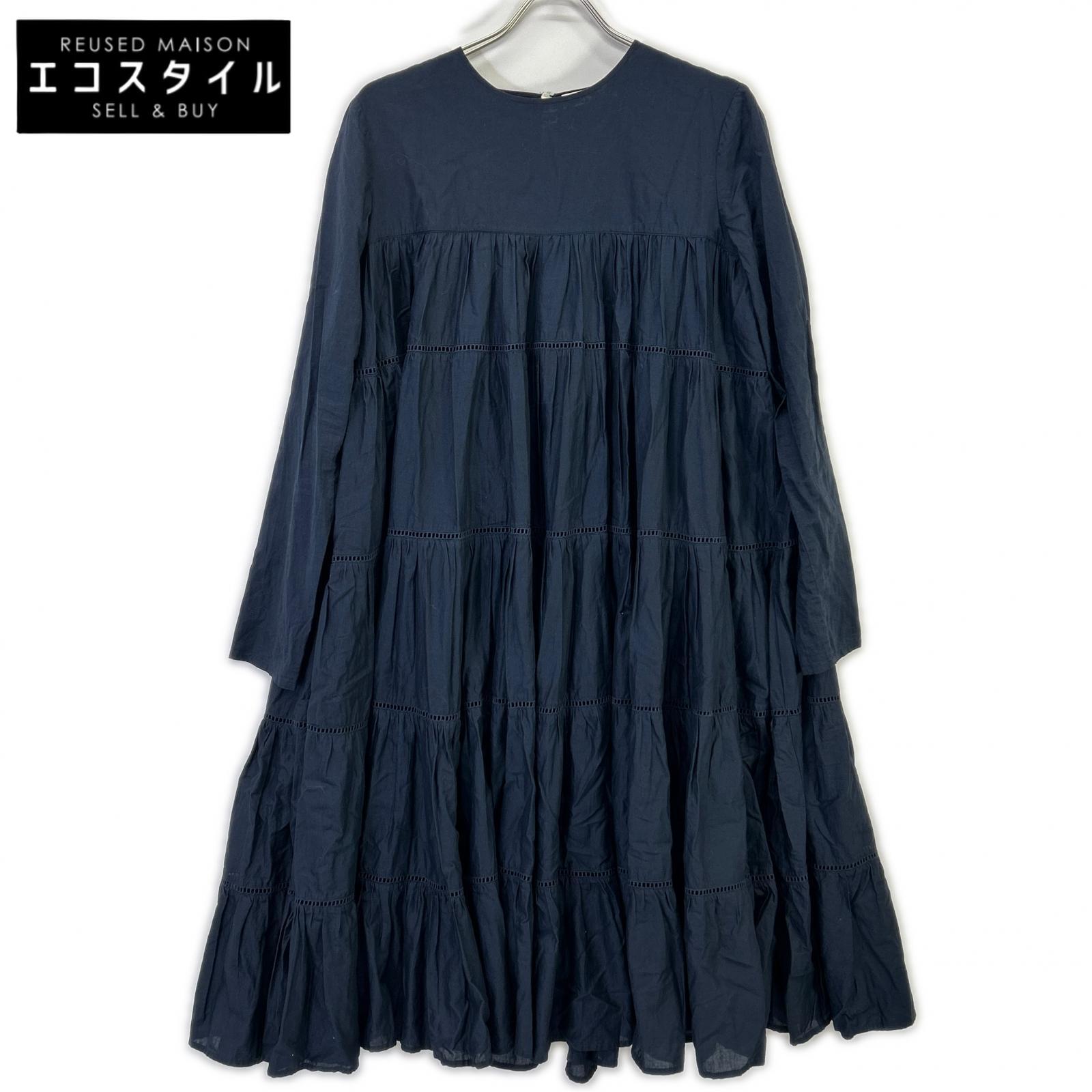 MERLETTE マーレット ネイビー ESSAOUIRA ティアードギャザー クルーネックワンピース ワンピース XS ネイビー レディース 【中古】｜ブランドリユース エコスタイル