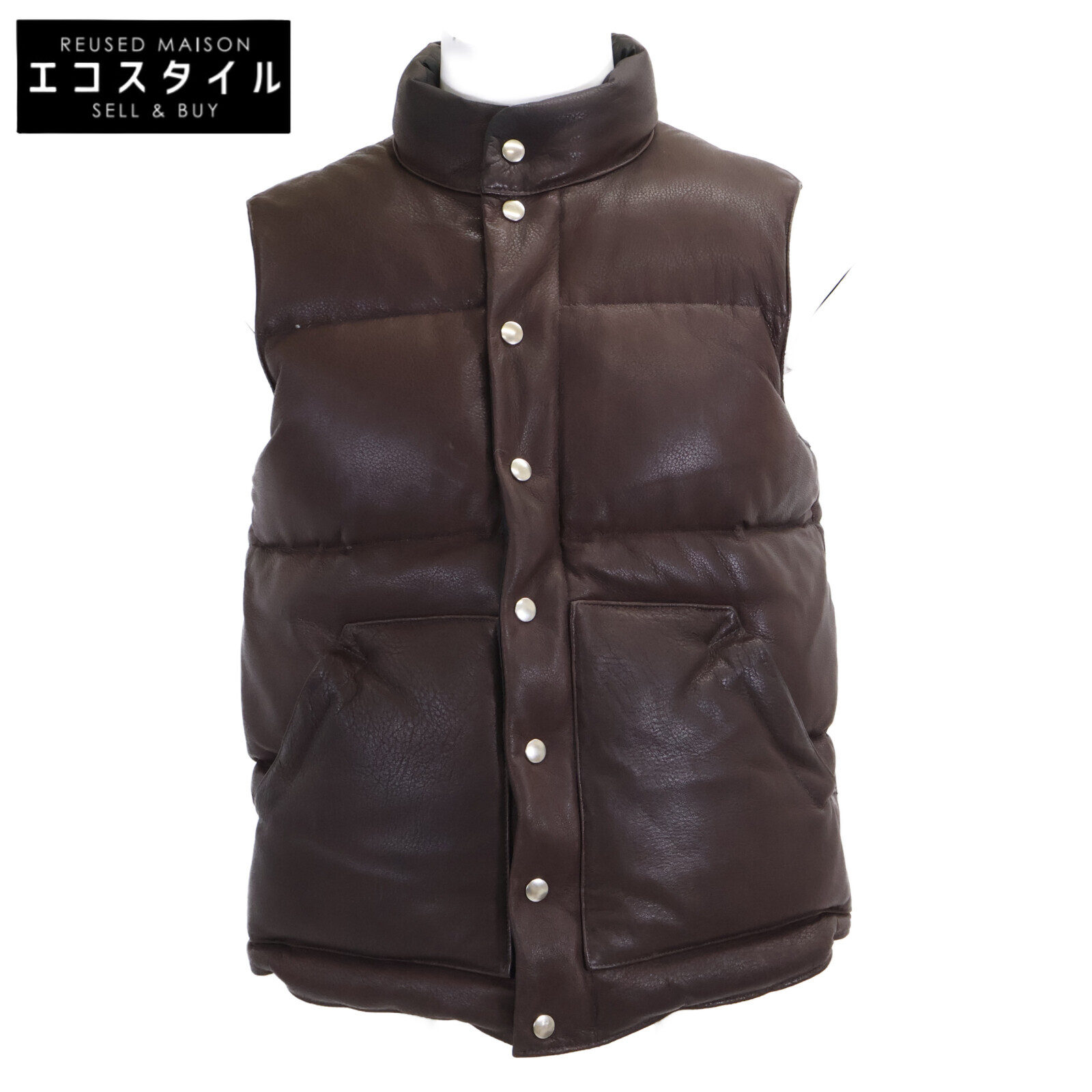 FINE CREEK&CO ファインクリークアンドコー ディアスキン ジップアップ ダウン ベスト 40 ブラウン メンズ 【中古】｜ブランドリユース エコスタイル