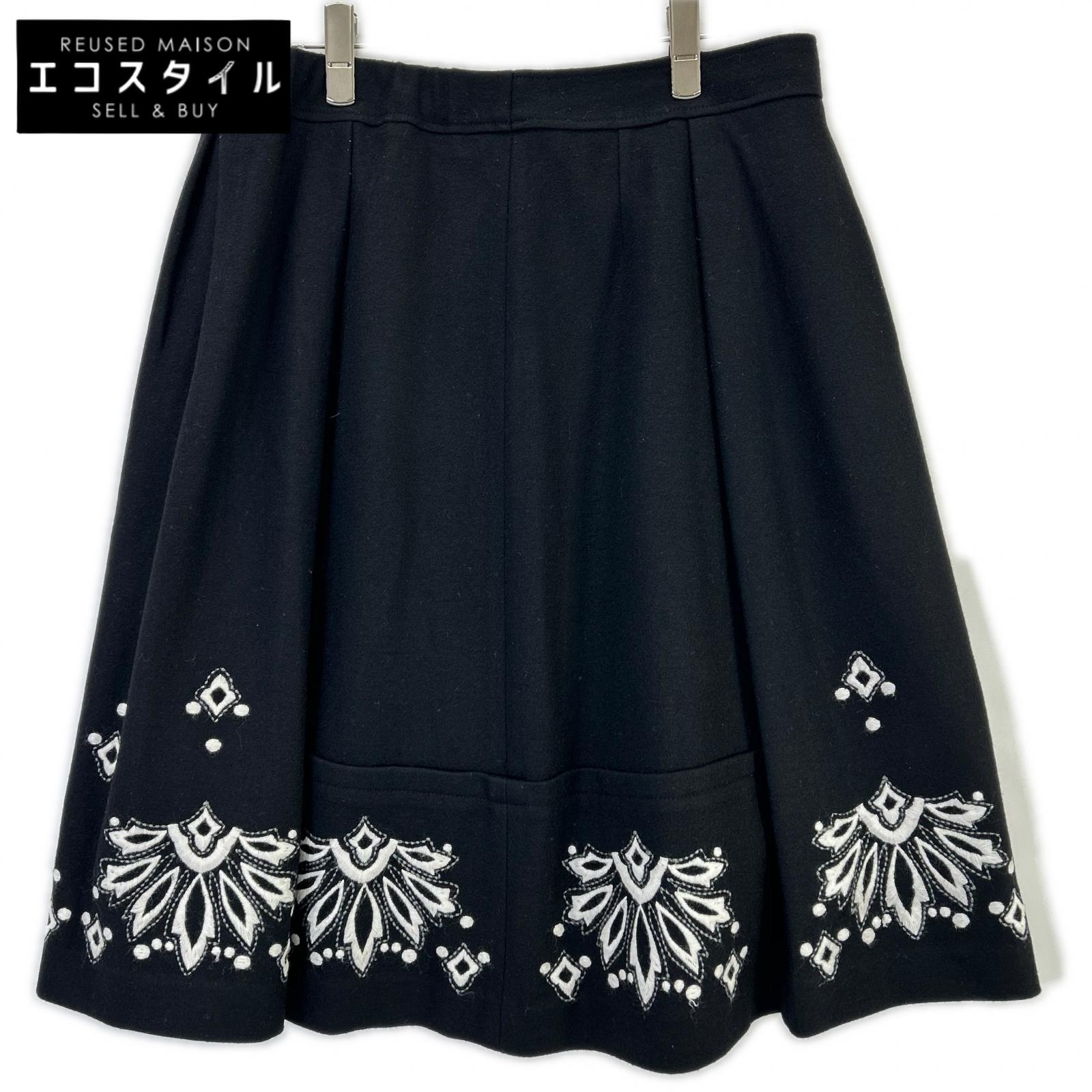 HIROKO BIS ヒロコビス RLHAV-03380 黒いこと 花柄 刺しゅう 太陽フレアスコート スコート   15AB 黒いこと レディース 【中古】