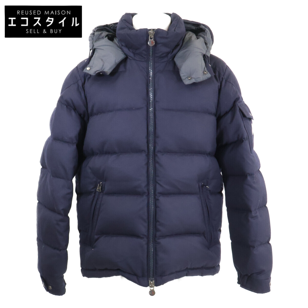 MONCLER モンク軌跡 MONTGENEVRE モンジュネーブル 羊毛 ボンネット付落ちこむ上衣 5 米国海軍 メンズ 【中古】