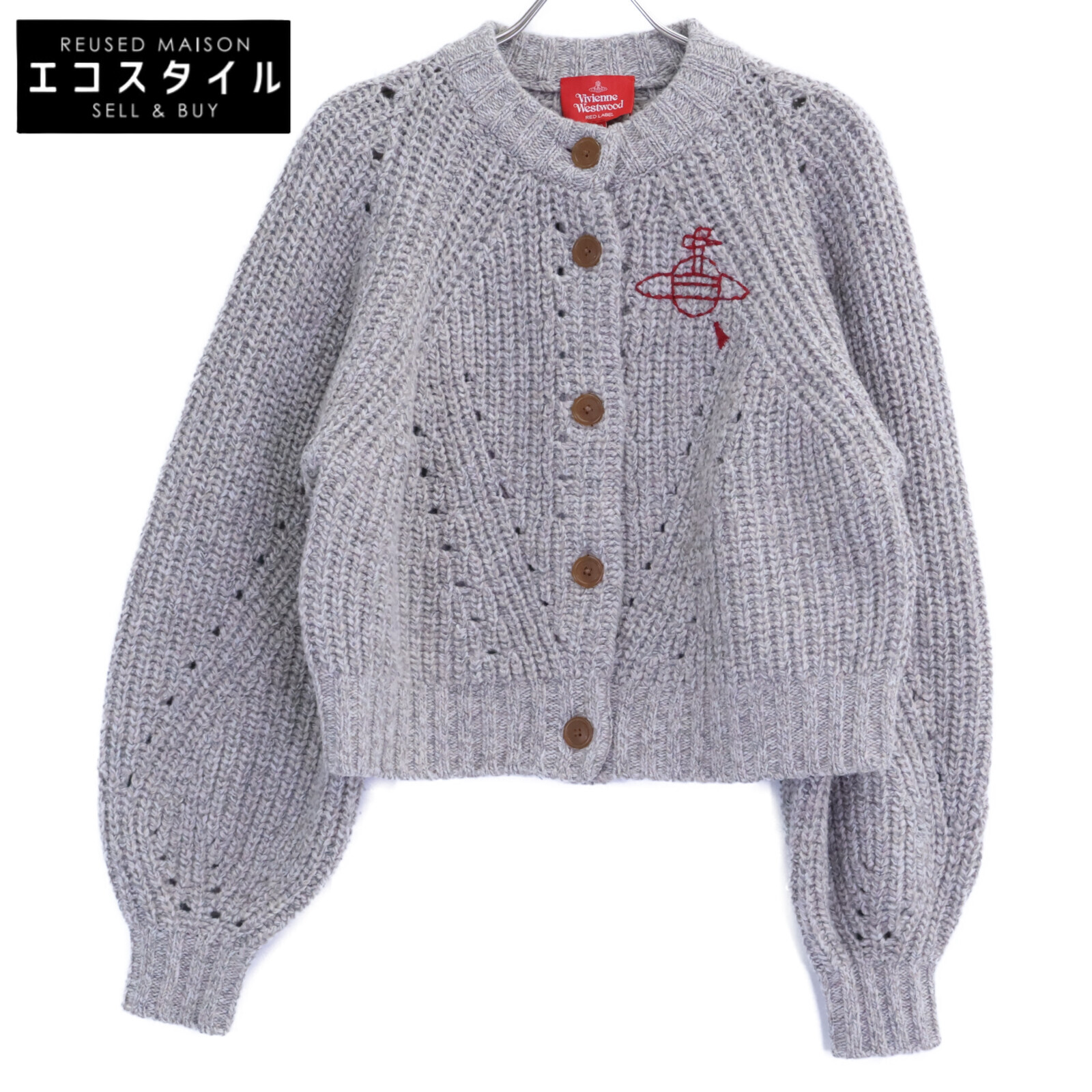 VivienneWestwoodRedLabel ヴィヴィアンウエストウッドレッドレーベル 16-12-132023 オーブロゴ刺しゅう 羊毛 置き目ゲージ ジレー トップス   00 薄墨色 レディース 【中古】