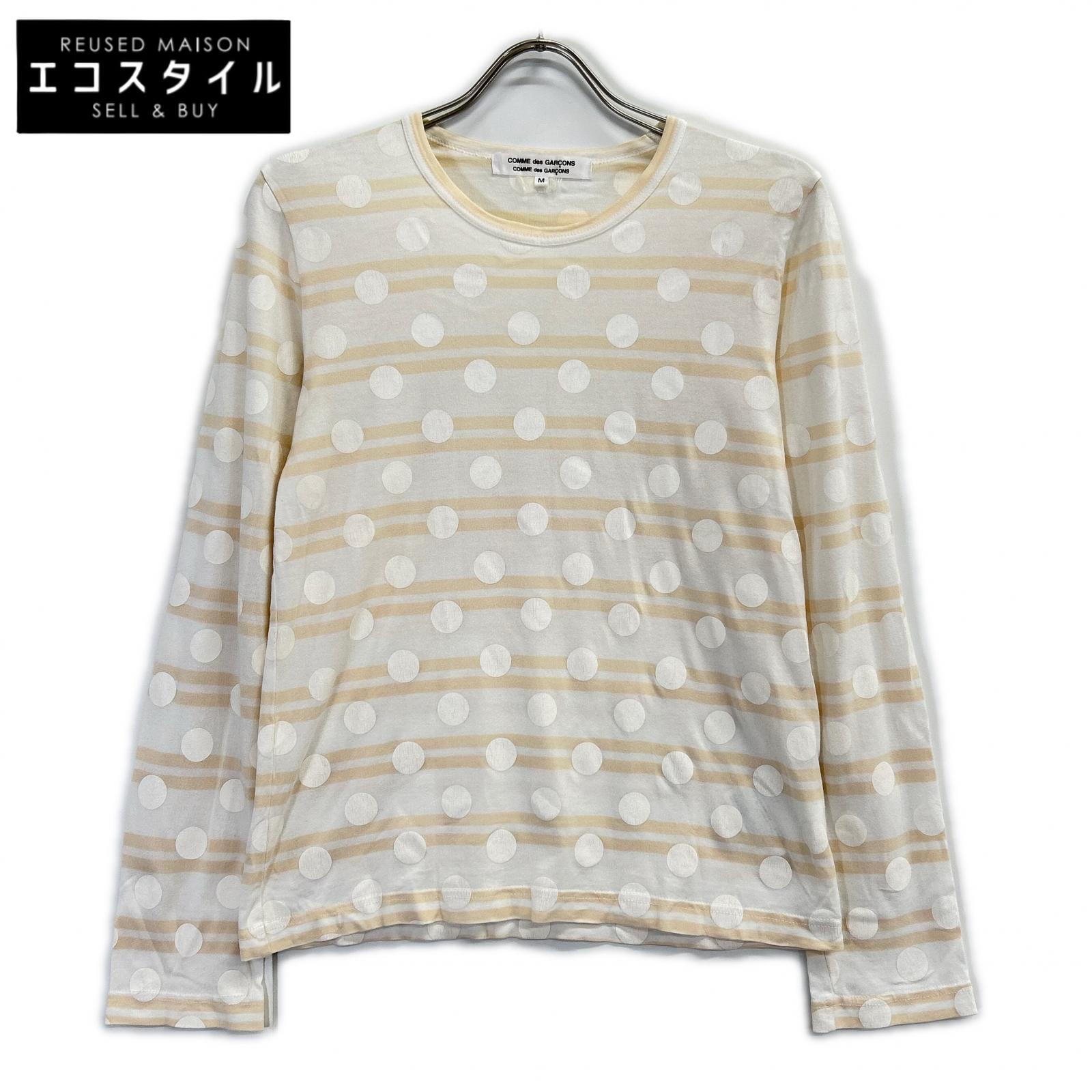 COMMEdesGARCONS COMMEdesGARCONS コムデギャルソンコムデギャルソン（コムコム） RQ-T023 一点 ベージュ ボーダーカットソー トップス   M ベージュ レディース 【中古】