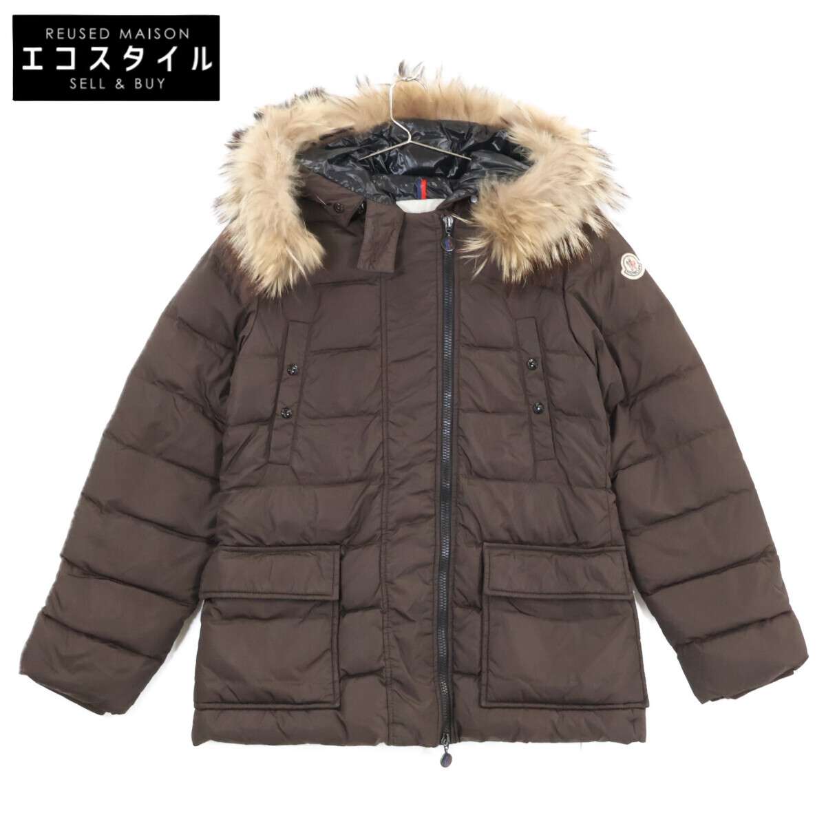 MONCLER モンク軌跡 45321 MEL メル 毛革/ボンネット付落ちこむ上衣  1 赤銅色 レディース 【中古】