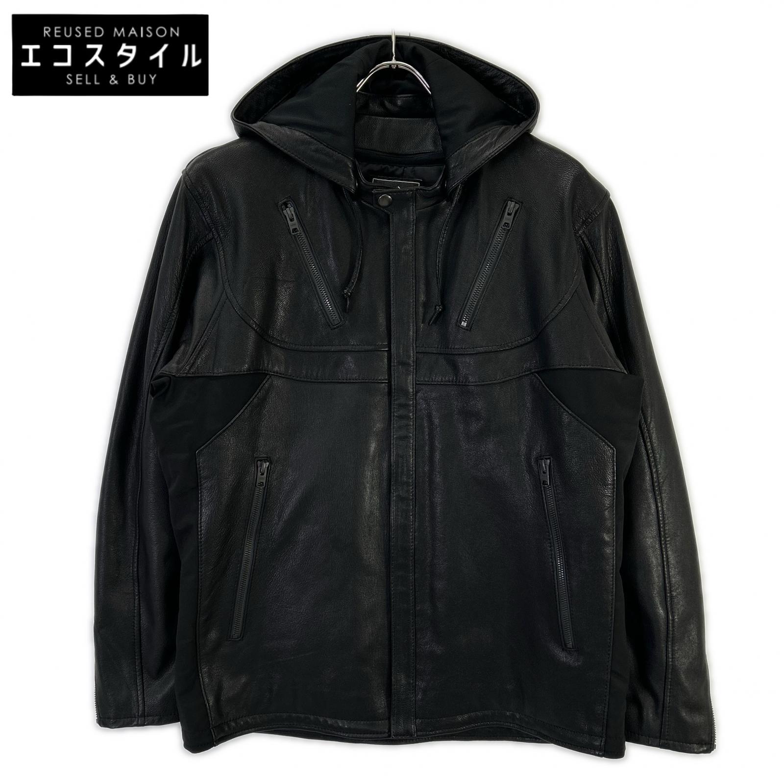 KADOYA カドヤ 1530 黒いこと U-SCR 野羊革 ボンネット付き添い人 シングルライダースジャケット 上衣   LL 黒いこと メンズ 【中古】
