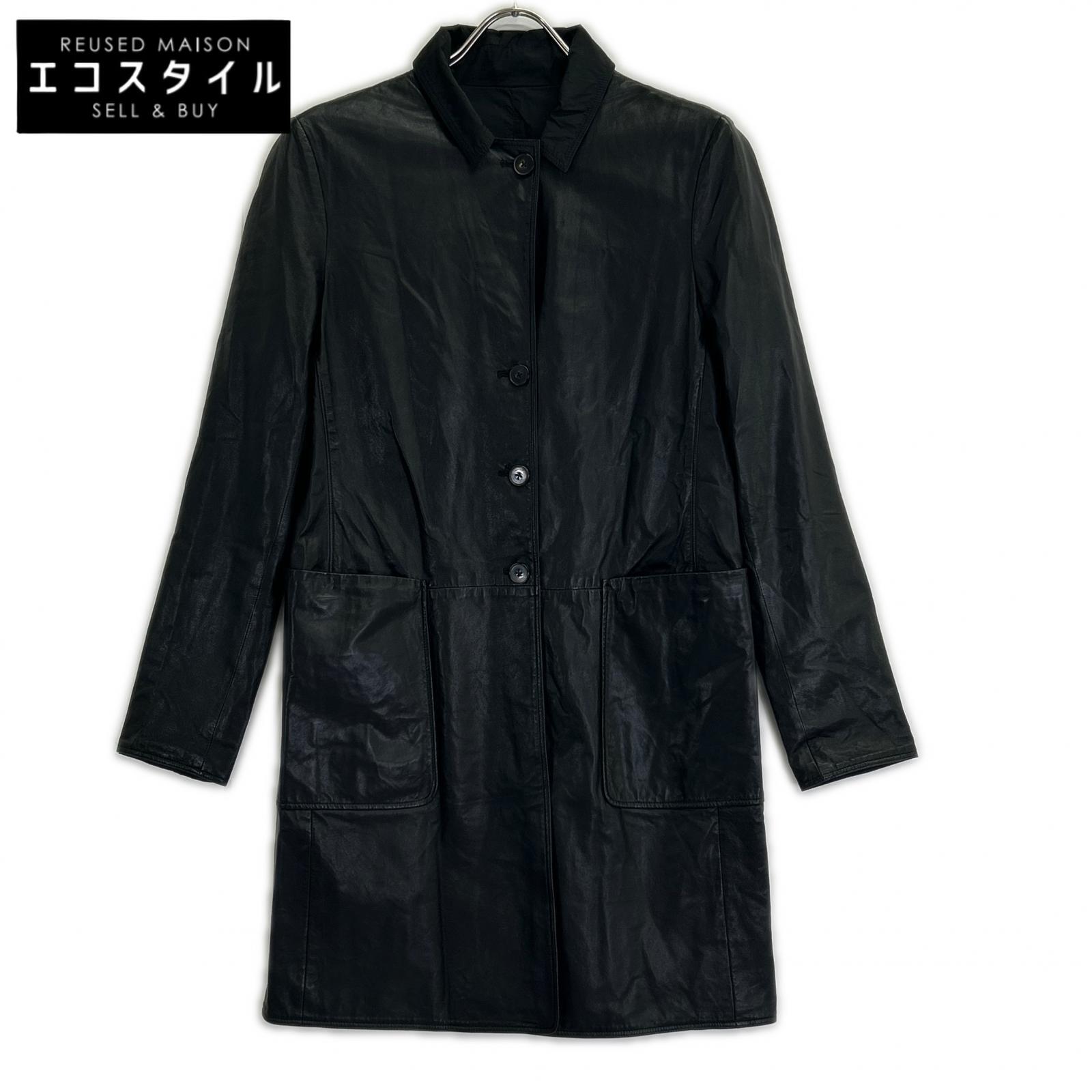 JIL SANDER ジルサンダー 20111W00040 黒いこと ナイロン×なめし革 リバーシブルコート 上衣   36 黒いこと レディース 【中古】