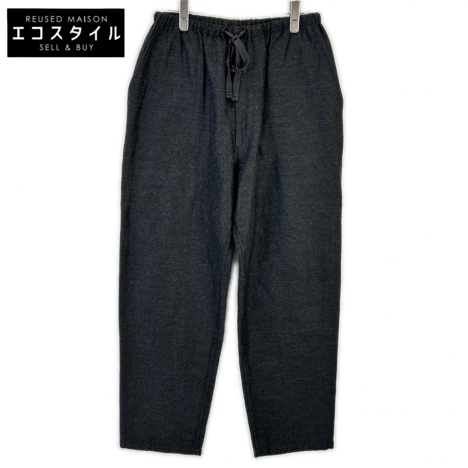 COMOLI コモリ 21AW U03-03002 薄墨色 羊毛地絹 ドローストリングパンツ ボトムス   2 濃灰色 メンズ 【中古】