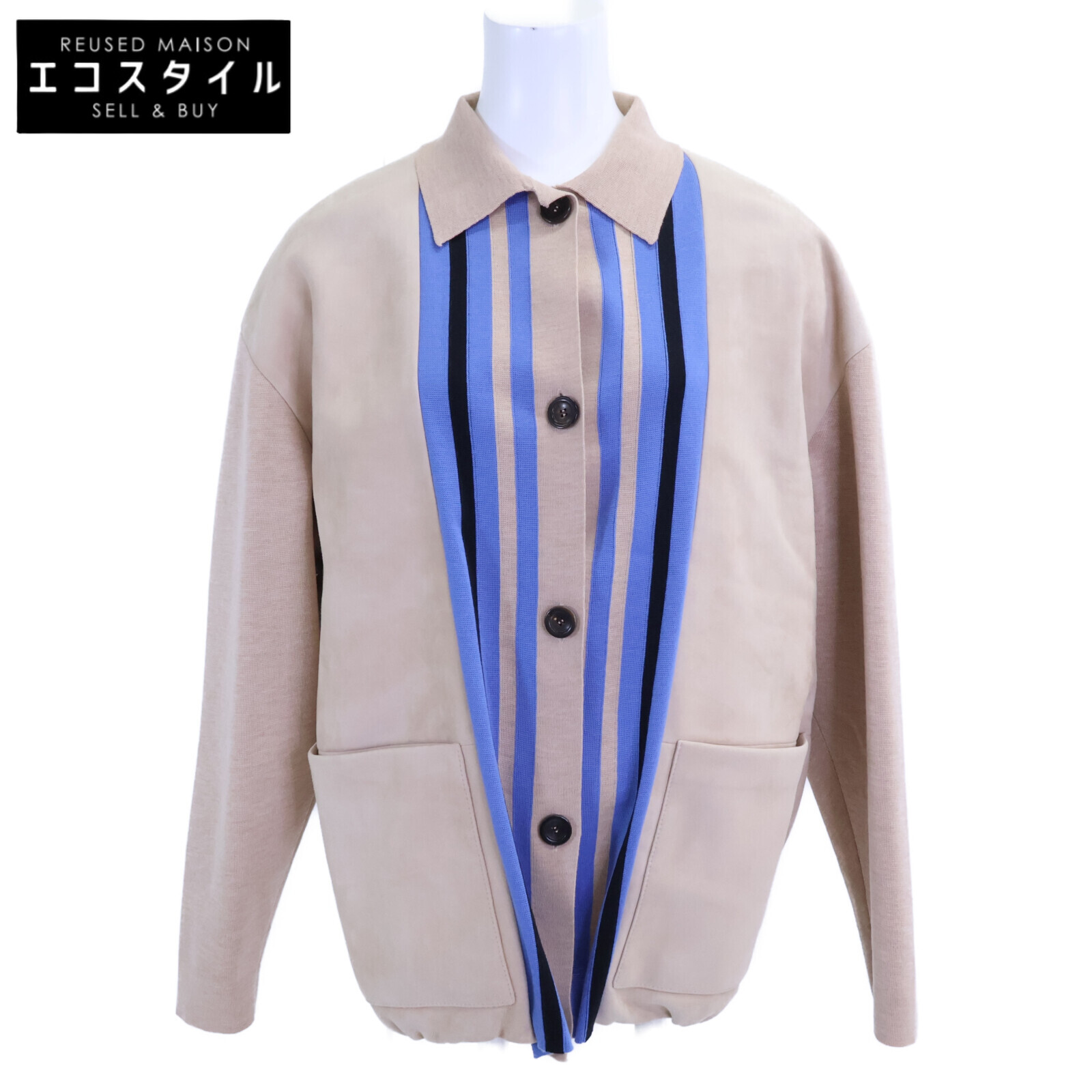 MIUMIU ミュウミュウ 【新品負けず劣らず/国内置き目】MPV751 BLOUSON スエードクロス/編み物うつり変わり 上衣 上衣   36 ベージュ レディース 【中古】
