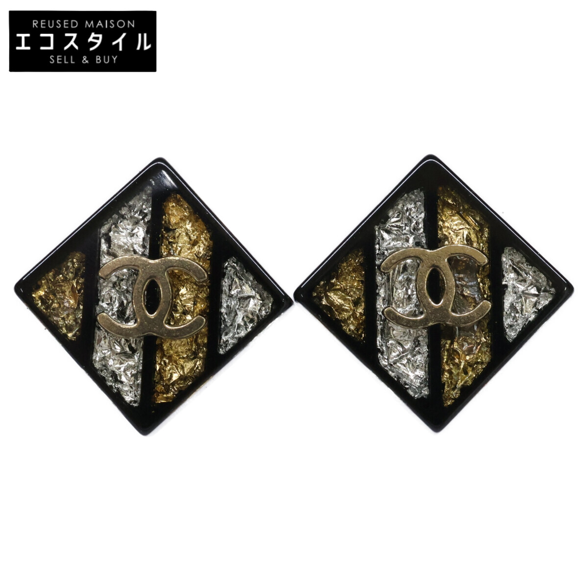 CHANEL シャネル 16C ココマーク スクエア ピアス ブラック レディース 【中古】|ブランドリユース エコスタイル