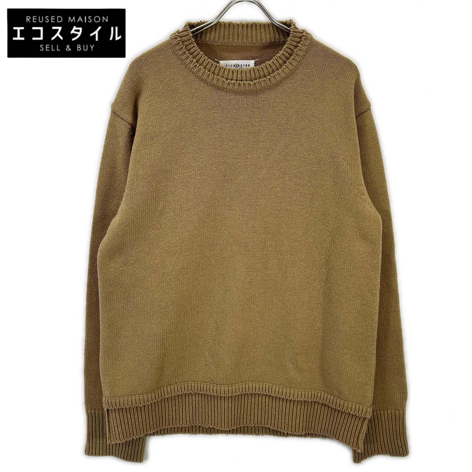 Maison Margiela メゾンマルジェラ SI1GP0001 ベージュ スエードエルボーパッチ ティーシャツ 編み物スウェーター トップス   L ベージュ メンズ 【中古】