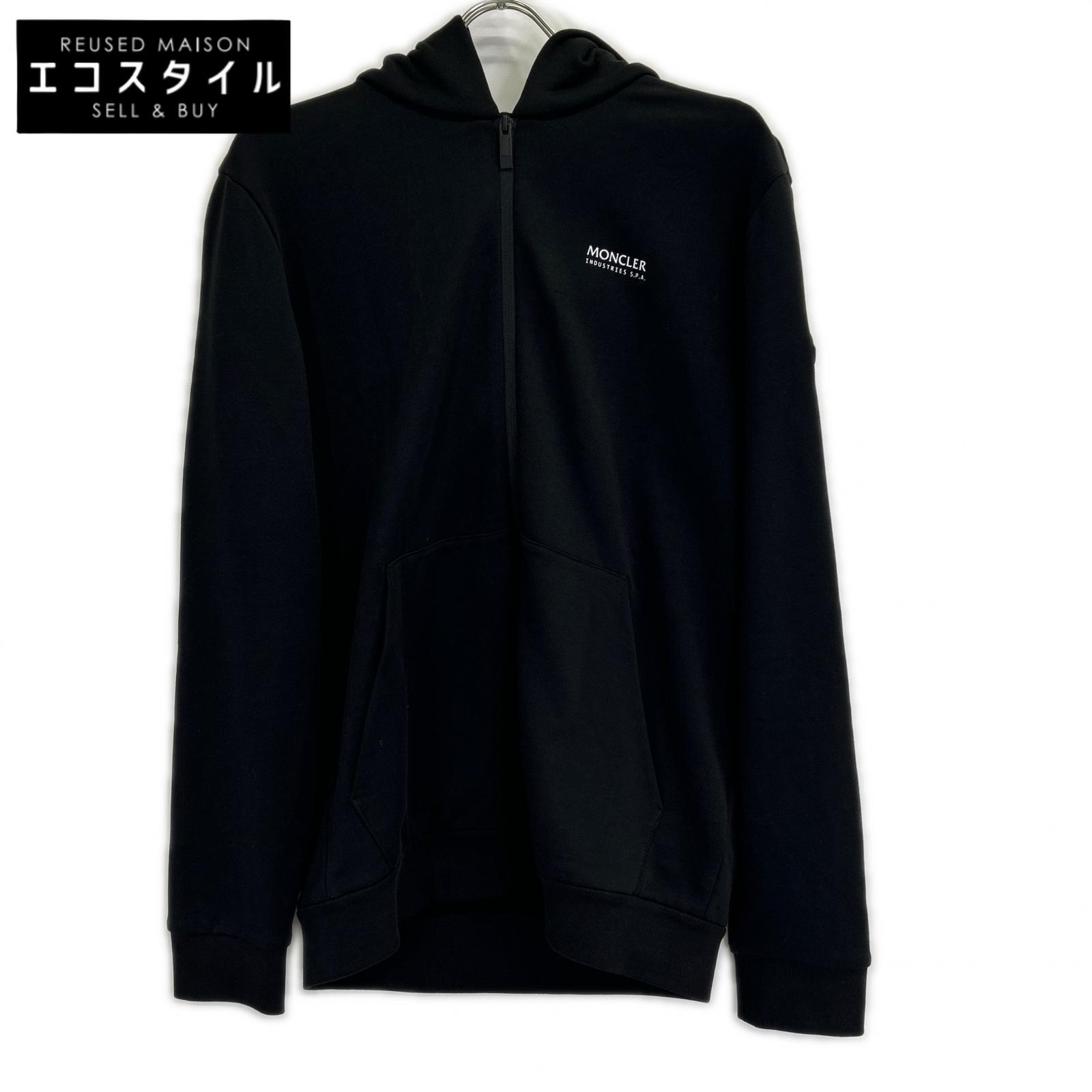 MONCLER モンク線路 23年 MAGLIA APERTA CON黒いこと ジップアップ パーカー トップス   L 黒いこと メンズ 【中古】