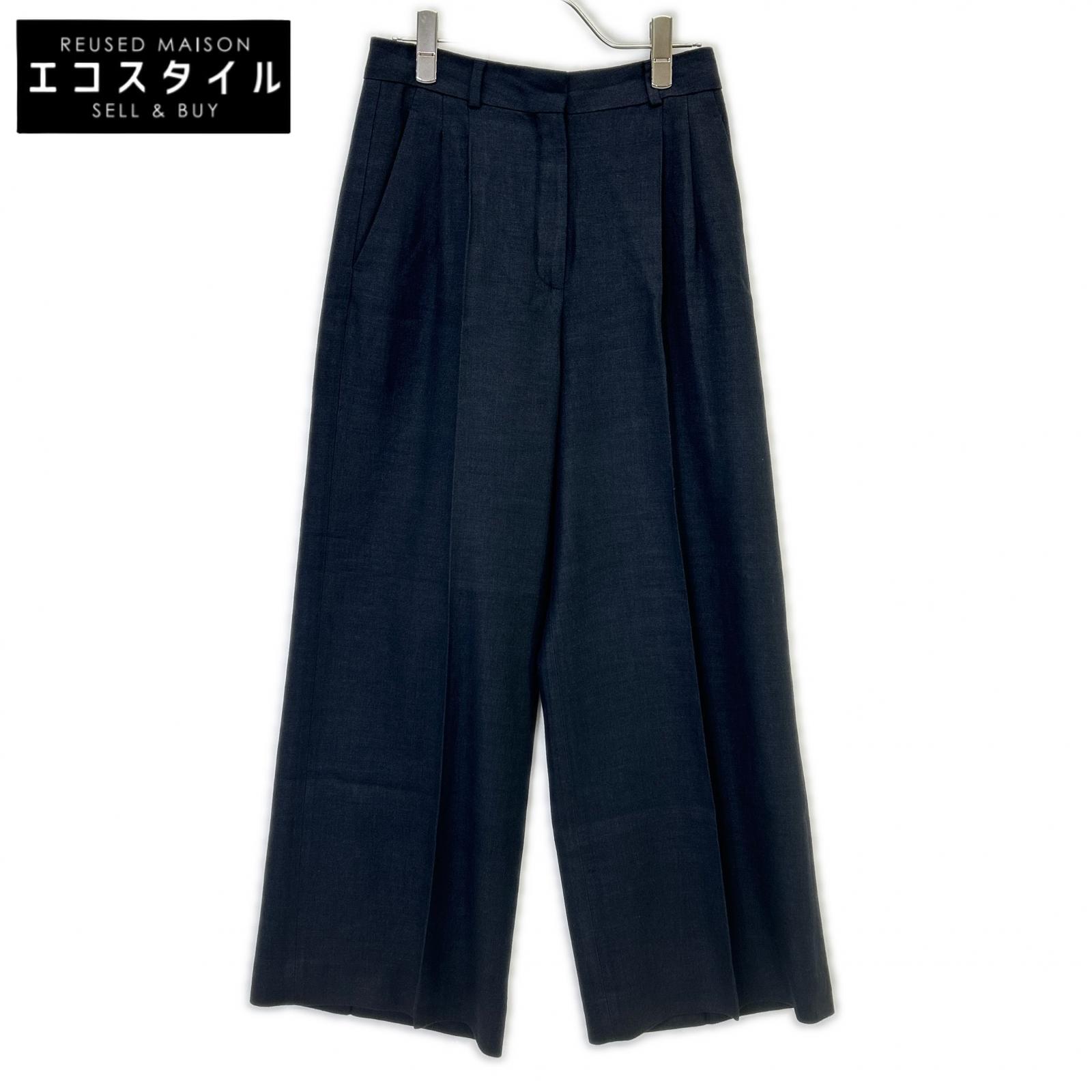 Loro Piana ロロピアーナ FAN1468 米国海軍 リネン羊毛 広広としたスラックス ボトムス   40 米国海軍 レディース 【中古】