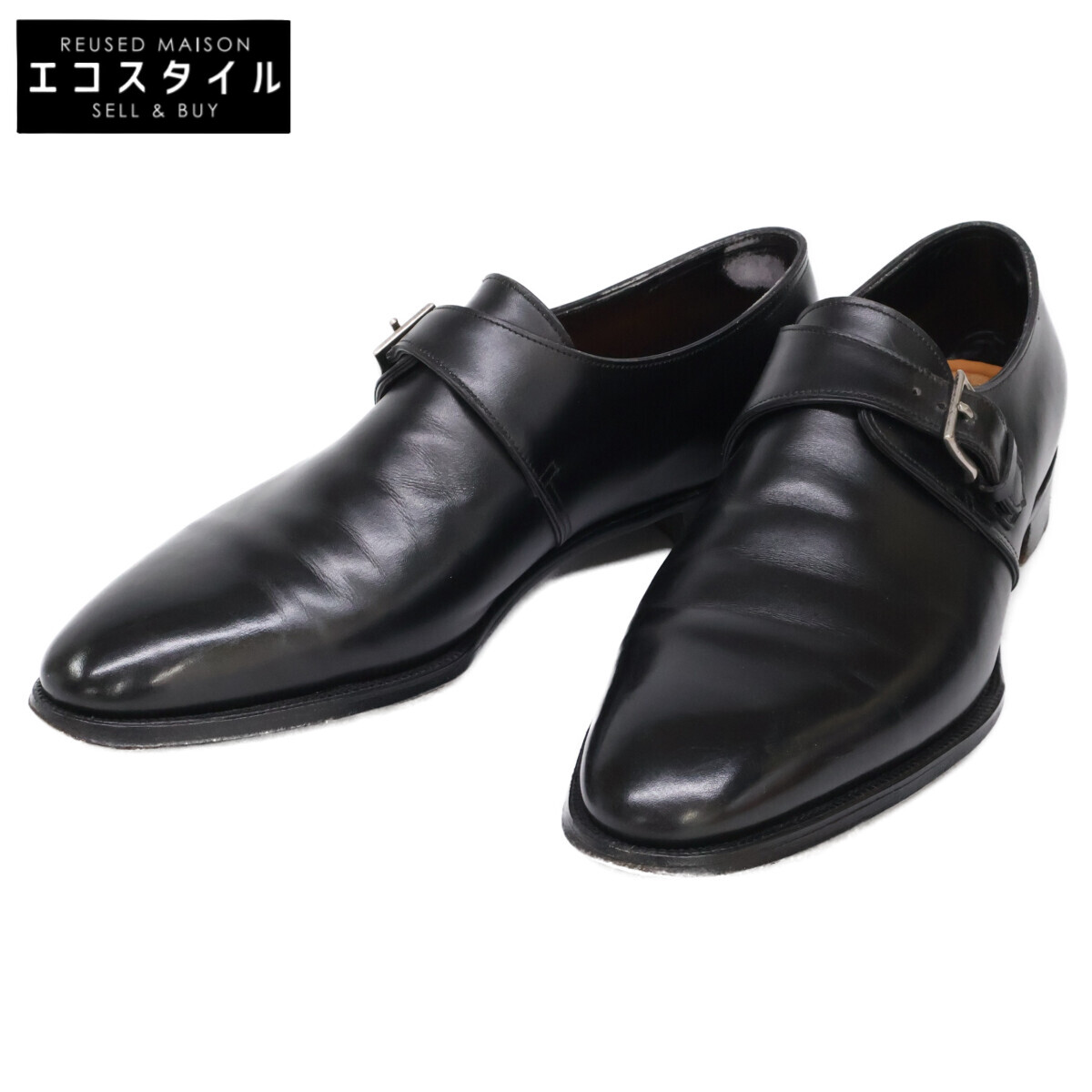 JOHN LOBB ジョンロブ 21038 MATTA II マッタ2 挙げ句のはて7000 シングルモンクストラップ シューズ 8 1/2E 黒いこと メンズ 【中古】