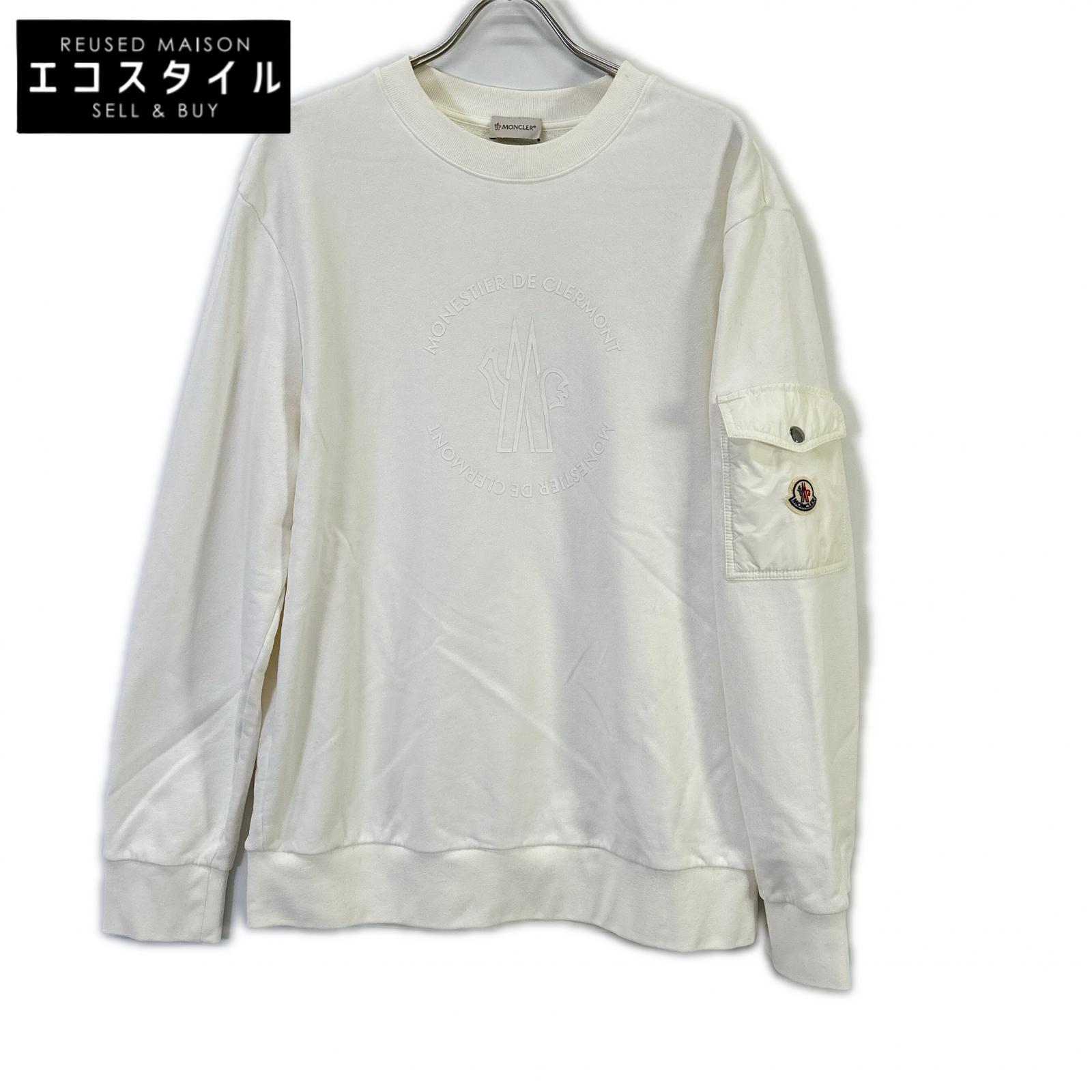 MONCLER モンク線路 24年 白いこと FELPA ロゴタイプ トレーナー トップス   XL 白いこと メンズ 【中古】