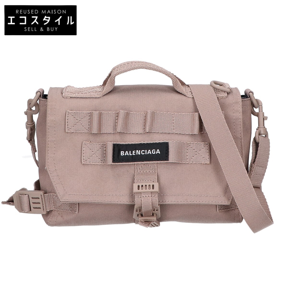 BALENCIAGA バレンシアガ 【美品】656106 正規陸軍 ナイロン 飛脚屋御徒面子 ショルダーバッグ   ベージュ系 レディース 【中古】