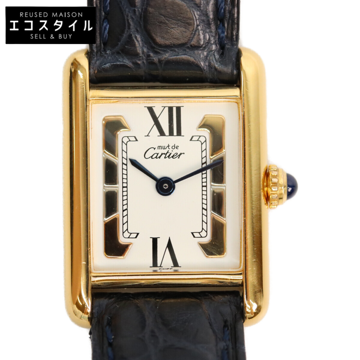 Cartier カルティエ 82-95s 925 トリニティ文字記号盤 帆檣貯蔵タンクSM ヴェルメイユ 革 QZ ウオッチ   ゴールド/白いこと メンズ 【中古】