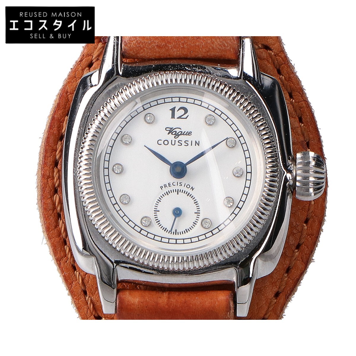 VAGUE WATCH CO. ヴァーグウォッチカンパニー COUSSIN GUIDI\u0026ROSELLINIなめし革基礎付 石英 ウォッチ 赤銅色/しろがね色 レディース 【中古】