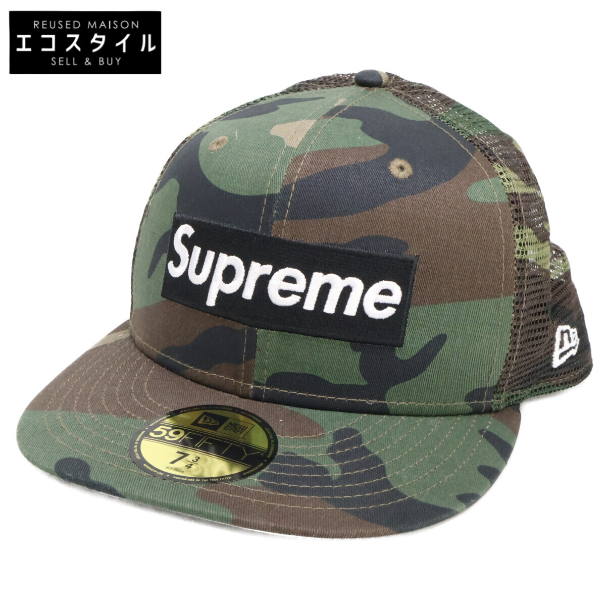 Supreme シュプリーム x NEW ERA ニュー内鰓 【美品】24SS Box Logo Mesh Back ボックス席ロゴタイプ メッシュ 旗がしら 鳥打ち帽   7 3/4 61.5珊 ウッドランド合鴨 メンズ 【中古】
