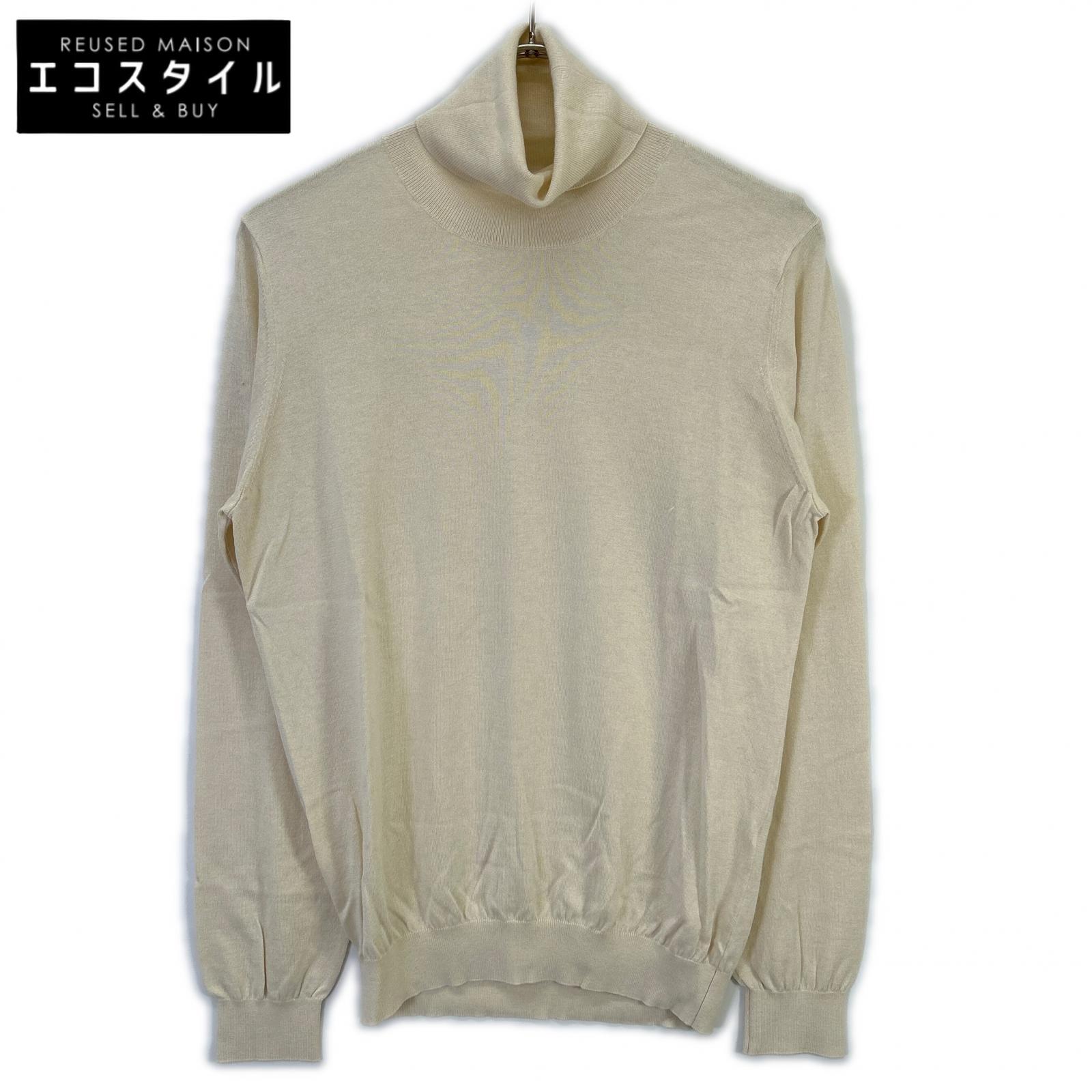 LANEUS ラネウス 象牙色 地絹×カシミール タートルネック 編み物 トップス   46 象牙色 メンズ 【中古】