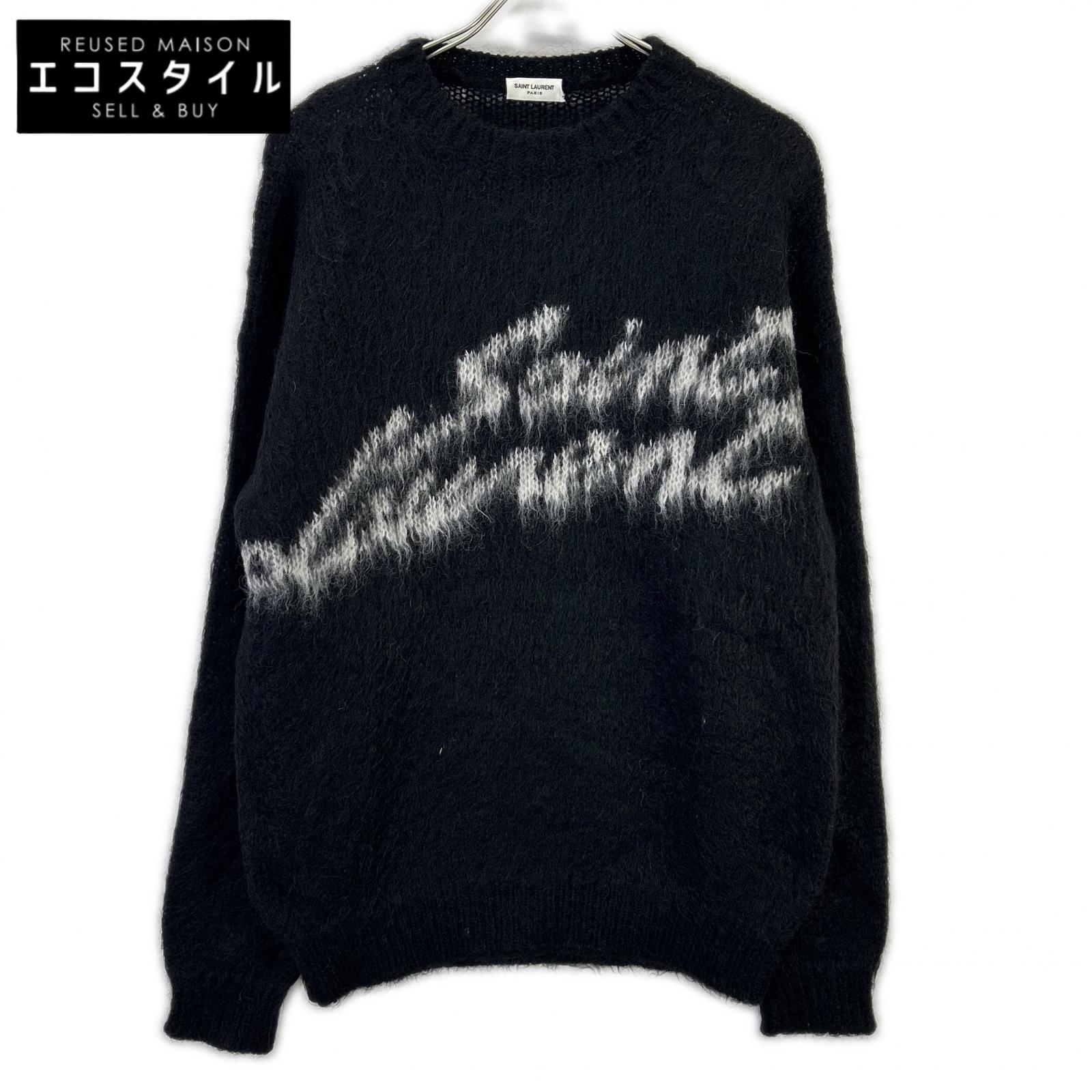 SAINT LAURENT PARIS サンローランパリ 712176 Y75SQ ブラック ロゴ モヘアニットセーター トップス S ブラック メンズ 【中古】|ブランドリユース エコスタイル