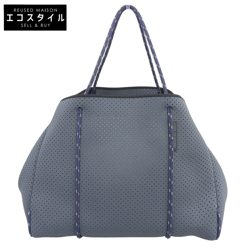 State of Escape ステイトオブエスケープ 美品 ESCAPE TOTE エスケープトート ネオプレン トートバッグ 合切袋付き添い人 薄墨色×米国海軍 トートバッグ   薄墨色 レディース 【中古】