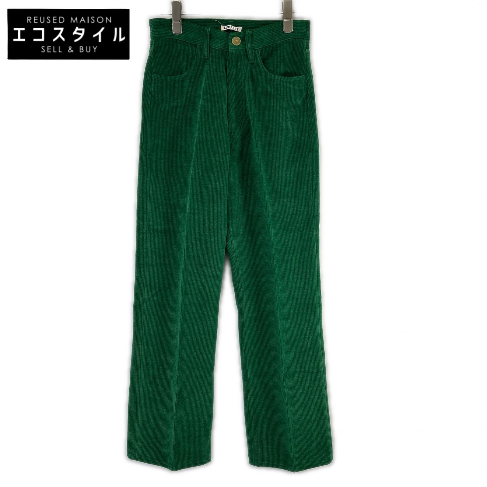 AURALEE オーラリー A22AP02MM 22AW 緑であること WOOL COTTON MOLE PANTS コール天ズボン下 ボトムス   0 緑であること レディース 【中古】