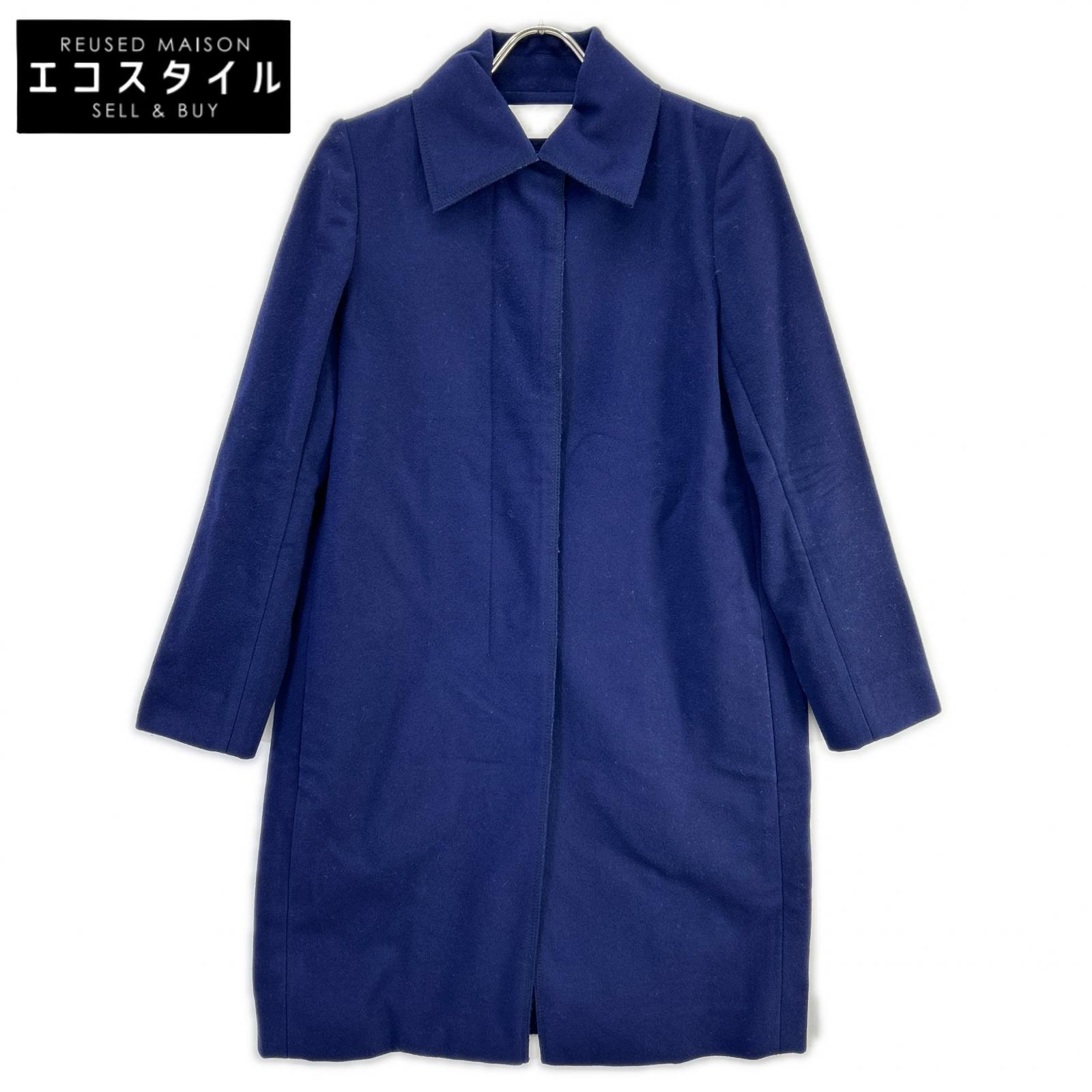 CHLOE クロエ 11AMA29-11A061 米国海軍 羊毛 ステンカラー 比翼 ロング厚地の外套 厚地の外套   36 青み レディース 【中古】