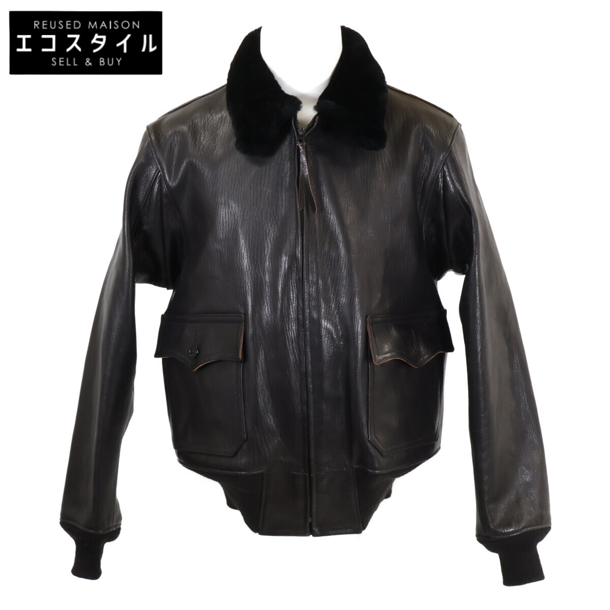 BUZZ RICKSON\u0027S バズリクソンズ 【美品】BR80671 WILLIAM GIBSON COLLECTION AN6552 茶芯 ゴートスキン 航空 上衣   42 黒いこと メンズ 【中古】