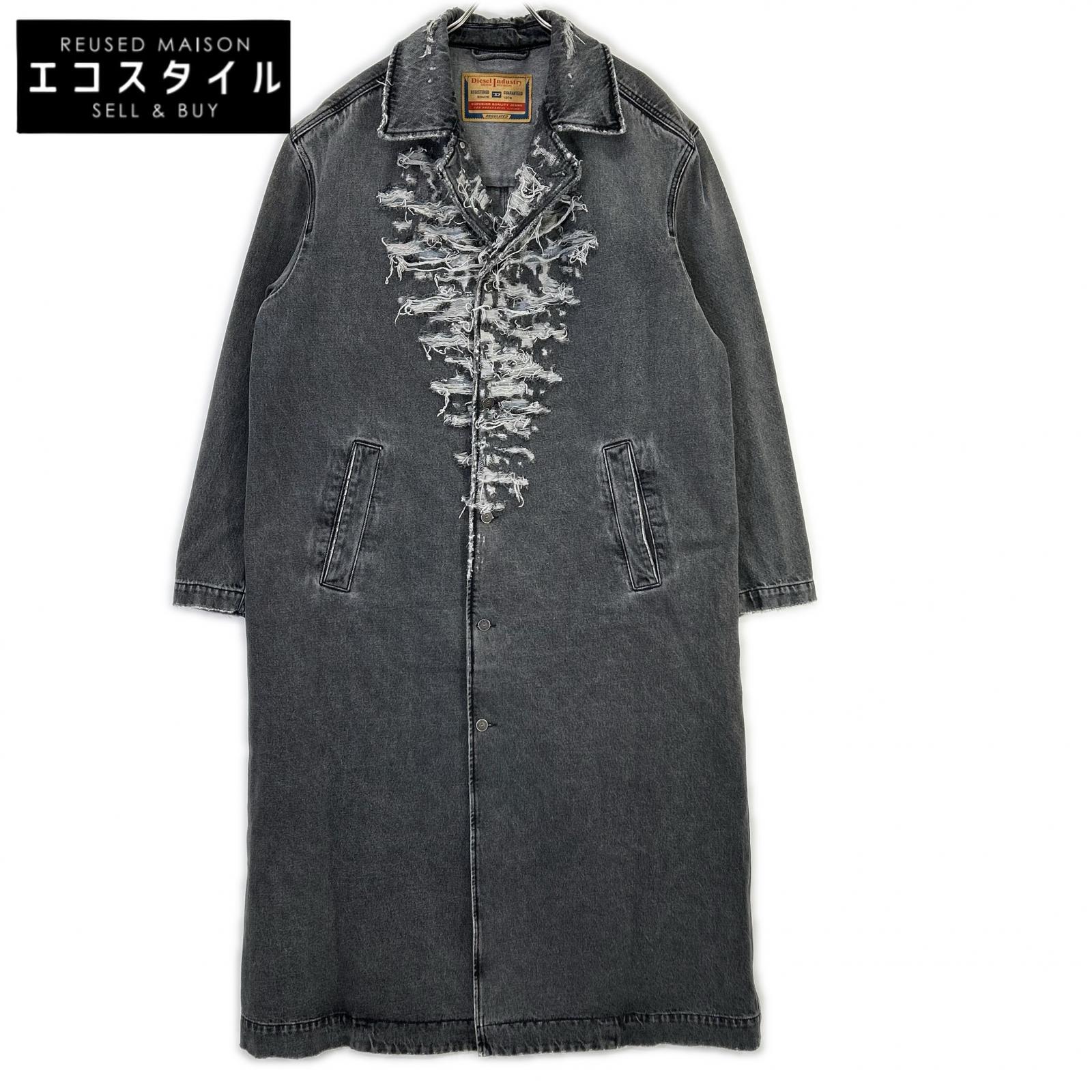 DIESEL ディーゼル 22AW D-ROKU-LONG 濃灰色 衝突産業 ジーンズ ロング厚地の外套 厚地の外套   L 濃灰色 メンズ 【中古】