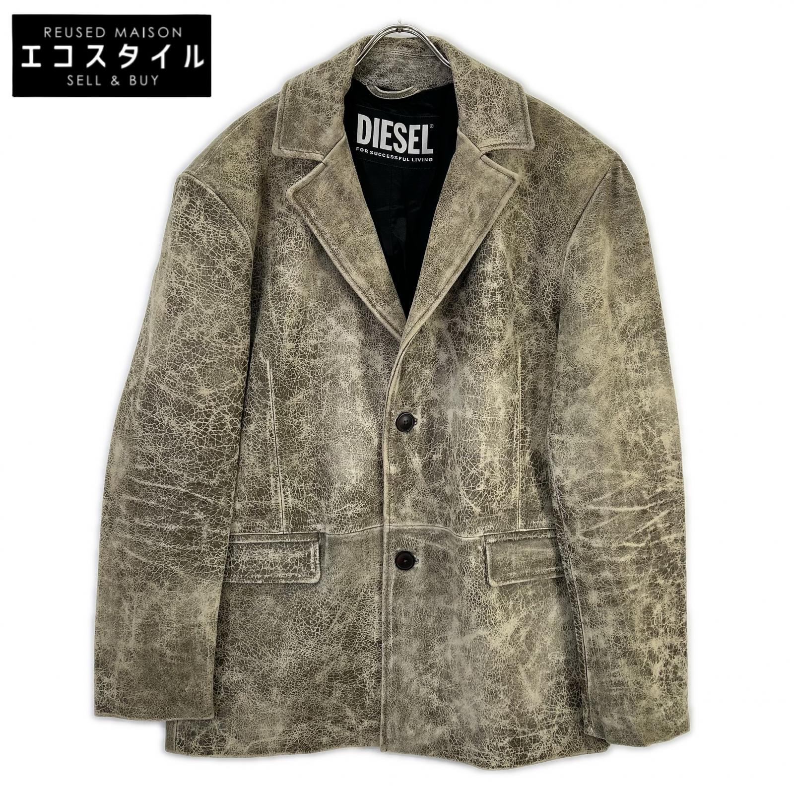 DIESEL ディーゼル カーキ L-BLAZE USED産業 なめし革上衣 上衣   52 カーキ メンズ 【中古】