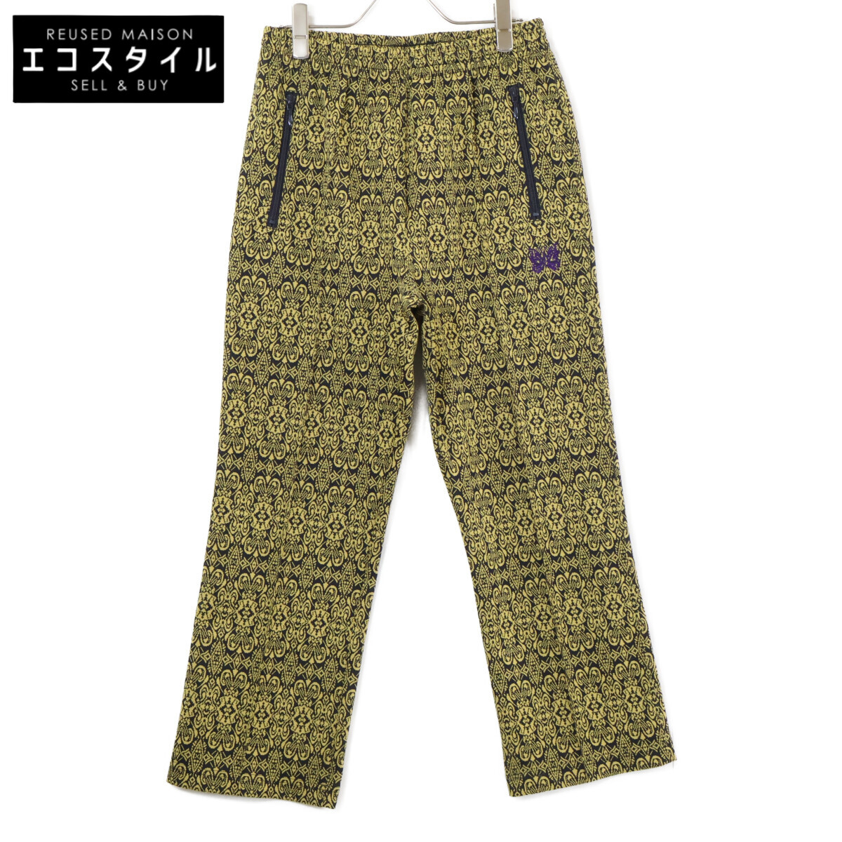 needles ニードルズ 【美品】RW313 Track Pant - Poly Jacquard 総柄トラックパンツ ボトムス XS イエロー/ブラック メンズ 【中古】|ブランドリユース エコスタイル