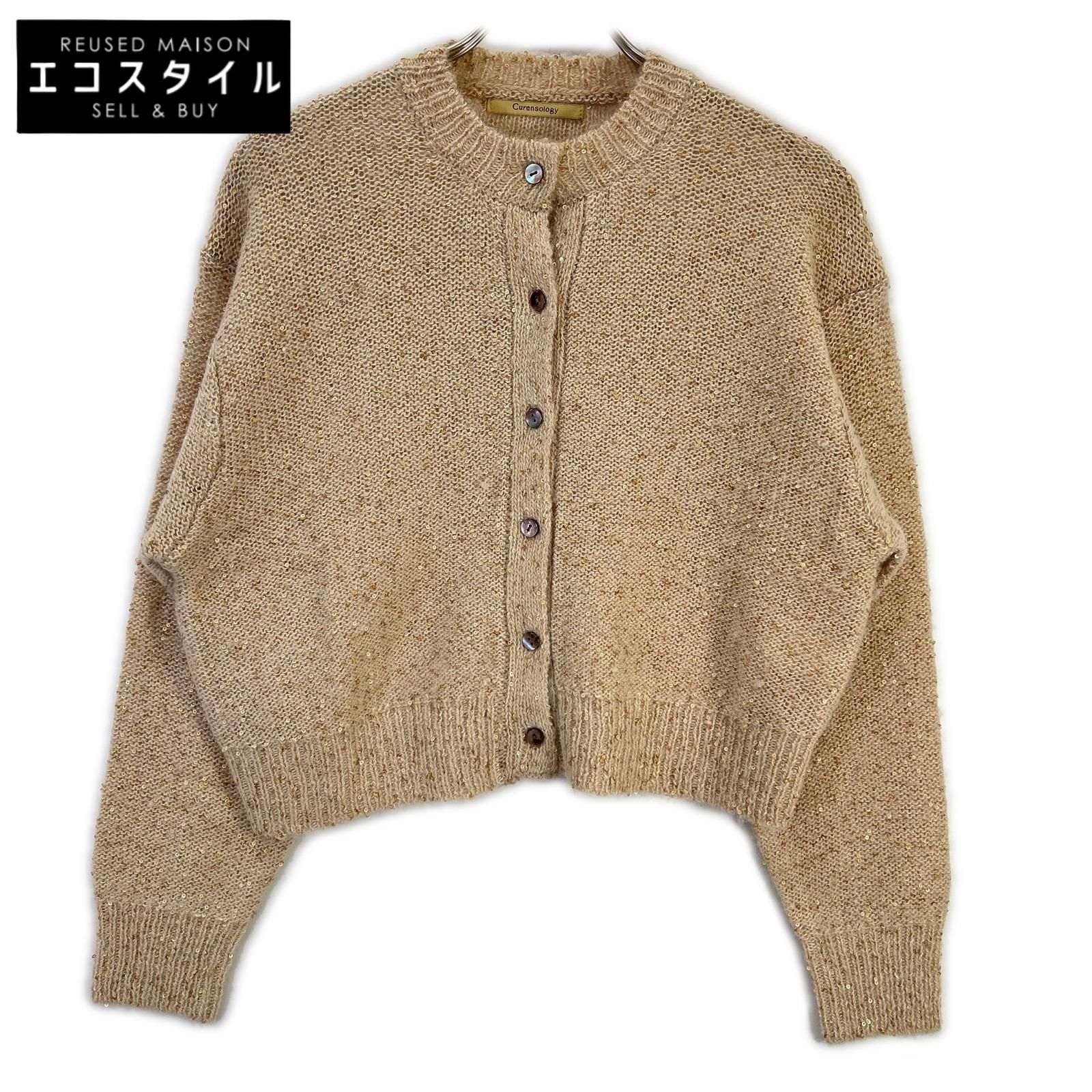 カレンソロジー Curensology CL306178ER  23AW ベージュ スパングルショートカーディガン トップス   F ベージュ レディース 【中古】