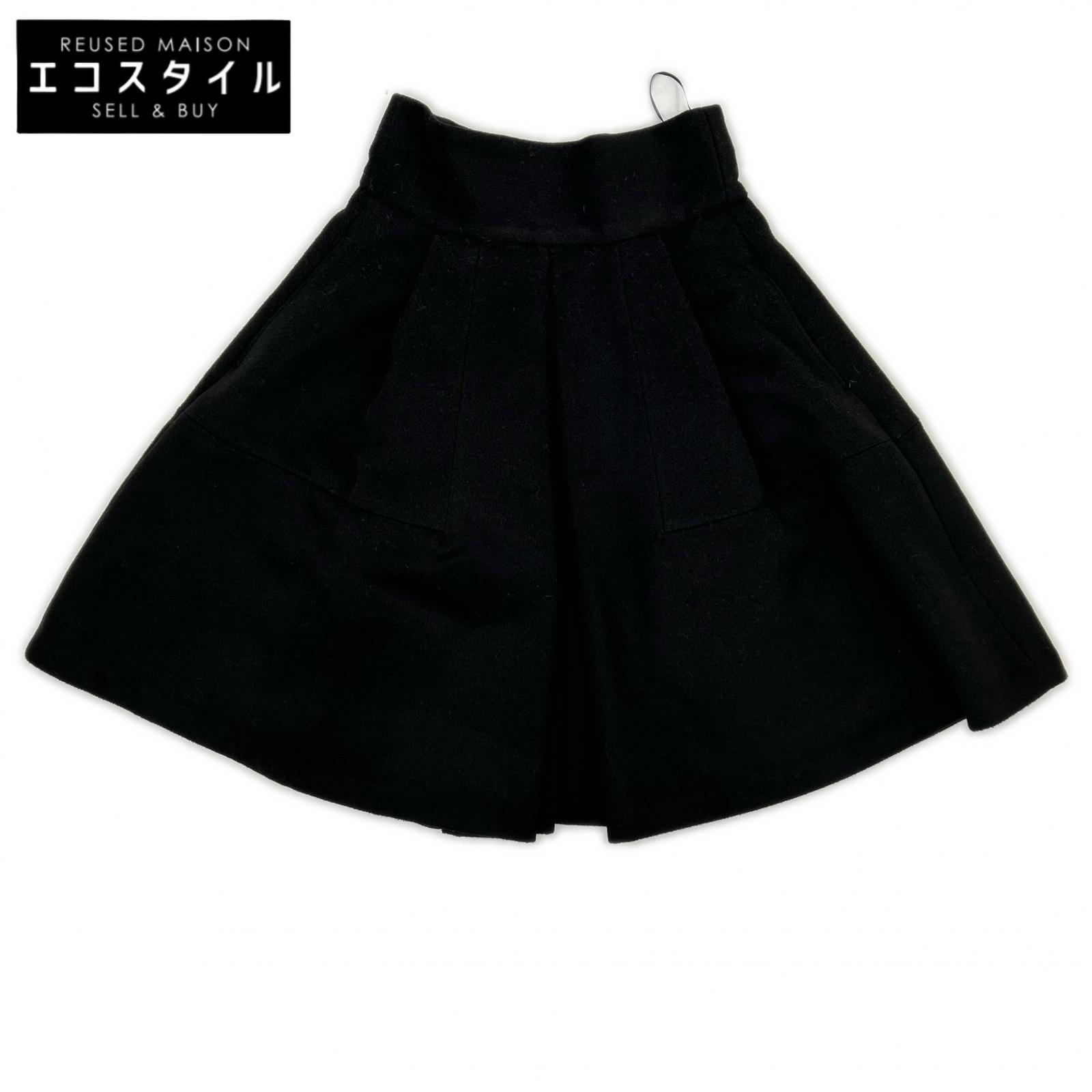 SEVEN TEN by MIHO KAWAHITO 七つ拾 バイミホカワヒト 23AW 7A403 黒いこと 人絹混 ハイウエストフレアキュロット ボトムス   M 黒いこと レディース 【中古】