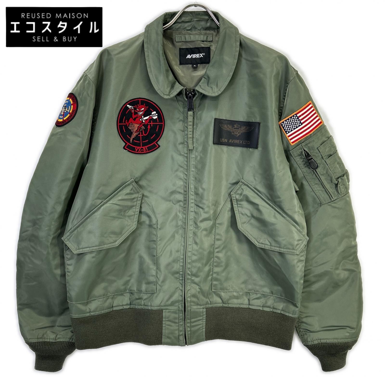 AVIREX アヴィレックス 783-0252039 セージグリーン TOPGUN CWU 36P VX-31 ナイロン ジップアップブルゾン ジャケット XL セージグリーン メンズ 【中古】｜ブランドリユース エコスタイル