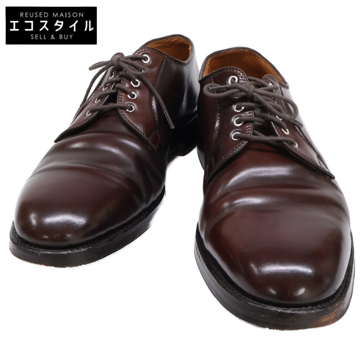 Alden オールデン Brooks Brothersブルックスブラザーズ別注 1351 A765 コードバン プレーントゥ シューズ  9 1/2D 赤銅色 メンズ 【中古】