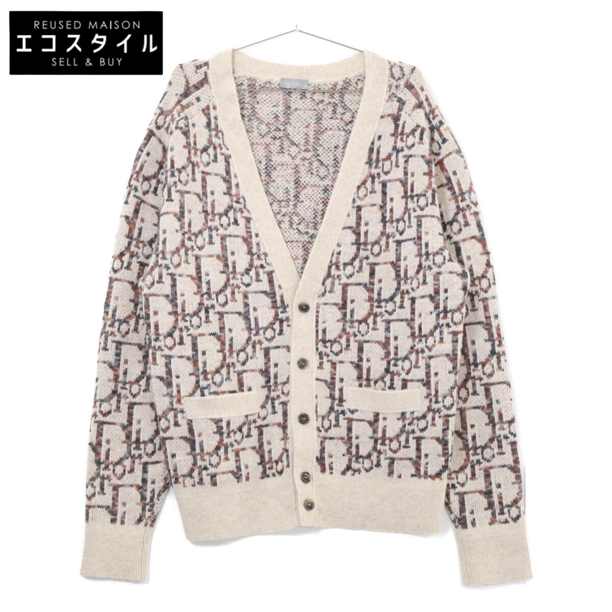DIOR クリスチャンディオール 【美品/国内定め事】213M233AT662 オブ漏れる 編み物 ジレー トップス   L ベージュ メンズ 【中古】
