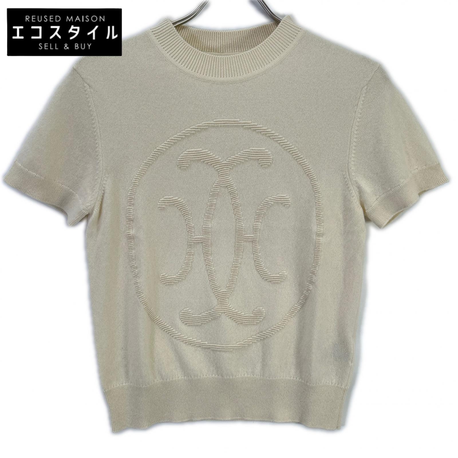 HERMES エルメス 2H2663D1 オフホワイト Hリフト カシミヤ 半袖ニット トップス 38 オフホワイト レディース 【中古】|ブランドリユース エコスタイル