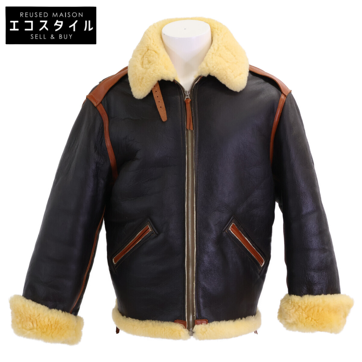 BUZZ RICKSON\u0027S バズリクソンズ 【美品】BR80347 Type B-6 シープスキンｘ野菜タンニン酸鞣しホースハイド インターミディエイトゾーン 羊肉 航空上衣 上衣   42R 暗然たる赤銅色 メンズ 【中古】