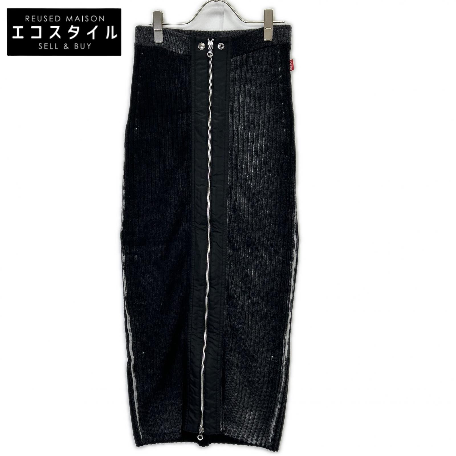 DIESEL ディーゼル A14860 M-ASI フェードブラック 羊毛 W-ZIP ニットロングスカート スコート   M 黒いこと レディース 【中古】