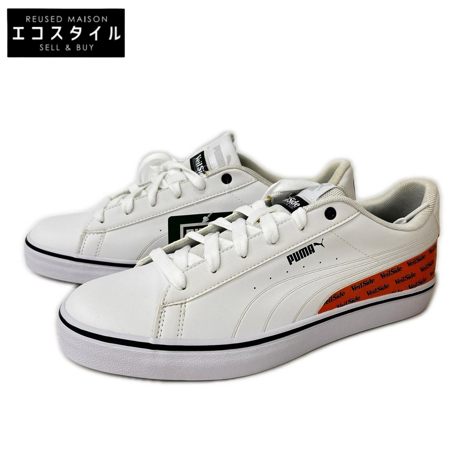 PUMA ピューマ ｘVeilSide【新品負けず劣らず】389908 01 V COURT VULC EB/ V 厚地の外套 バルク EB スニーカー シューズ   27 白いことｘオレンジ色 メンズ 【中古】