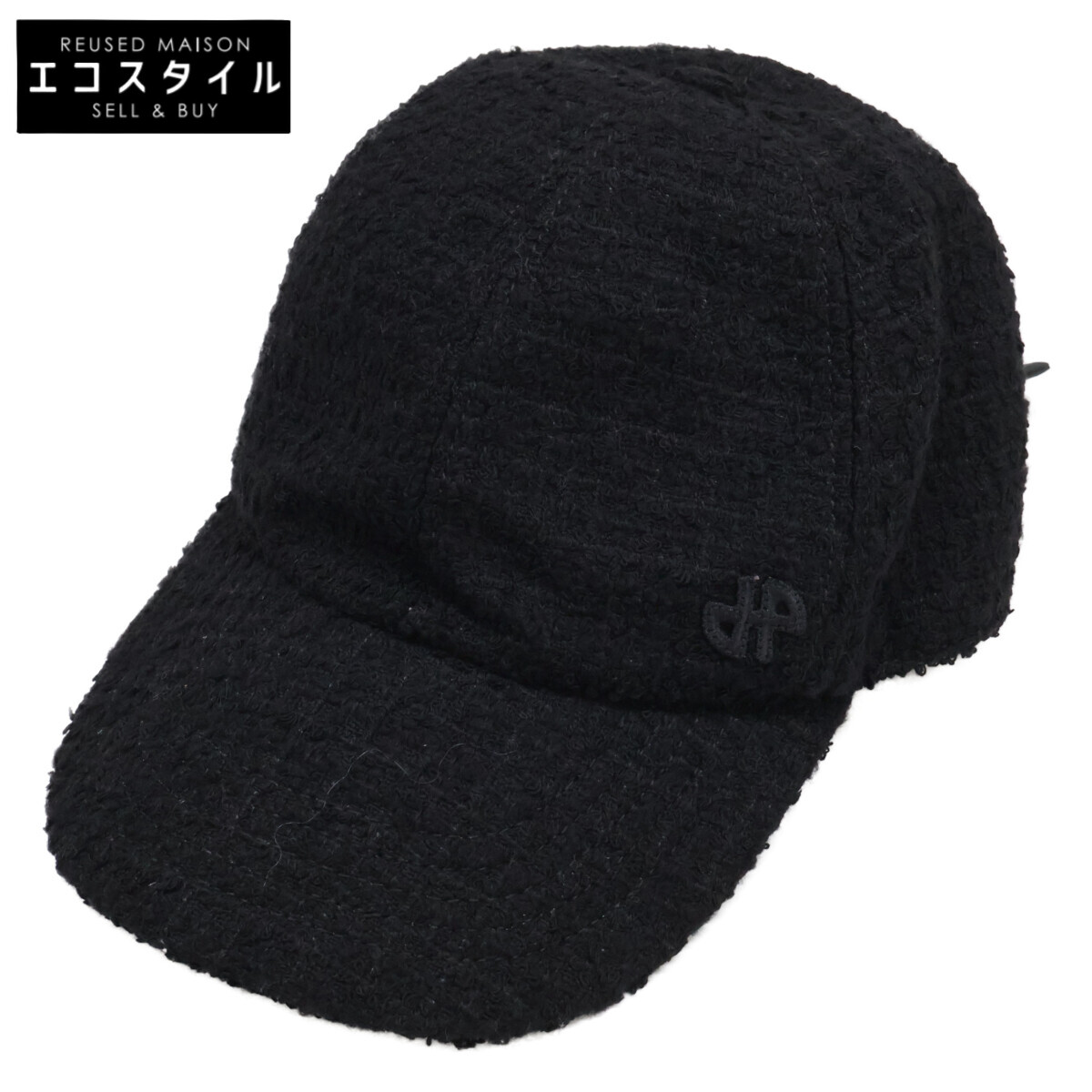 PATOU パトゥ 【美品】25A-AC111-0223 PATOU Cap ツィード 旗がしら 鳥打ち帽   M 黒いこと レディース 【中古】