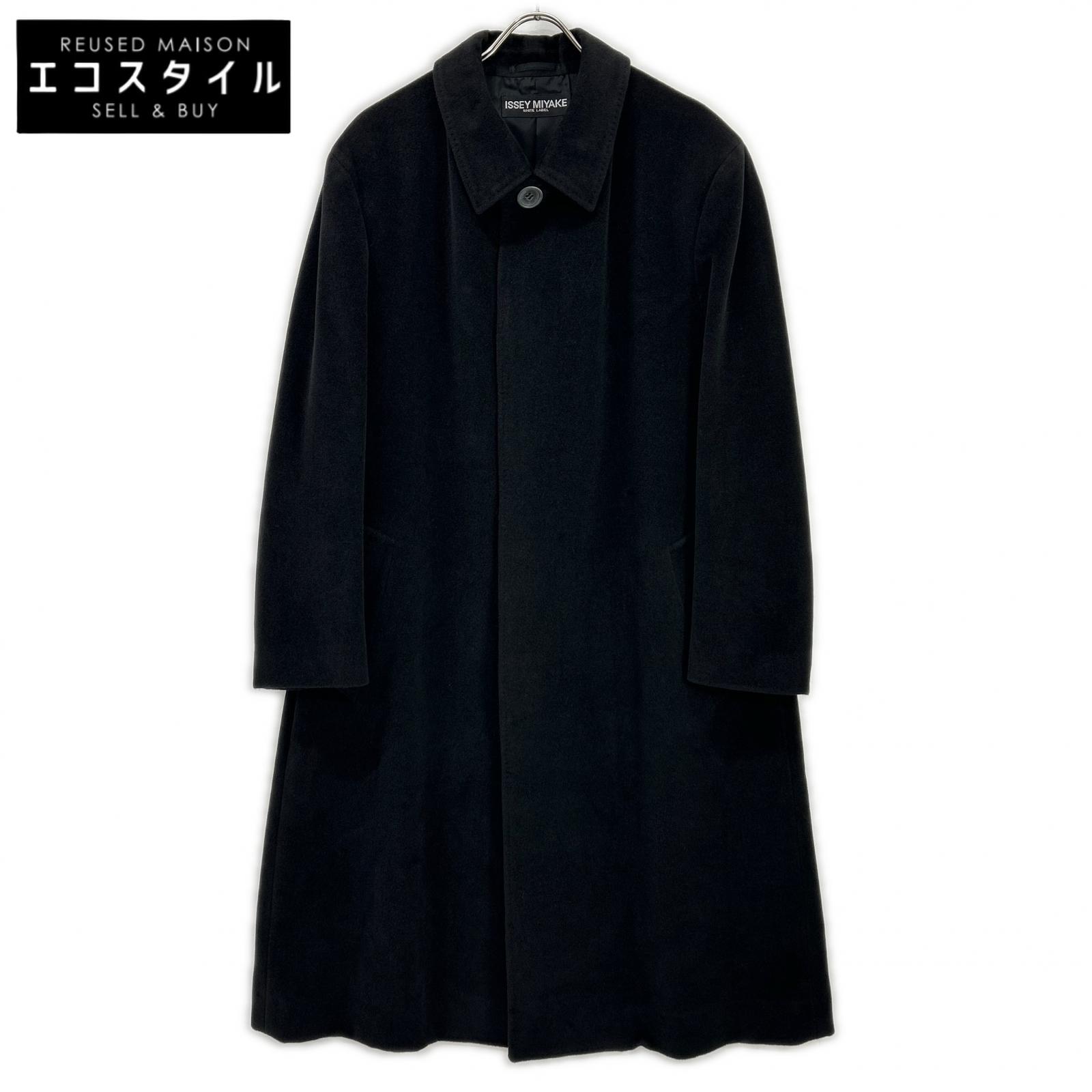ISSEY MIYAKE イッセイミヤケ 【WHITE LABEL】03年 ME34FA528 黒いこと アンゴラ×羊毛 ステンカラー厚地の外套 厚地の外套   2 黒いこと メンズ 【中古】