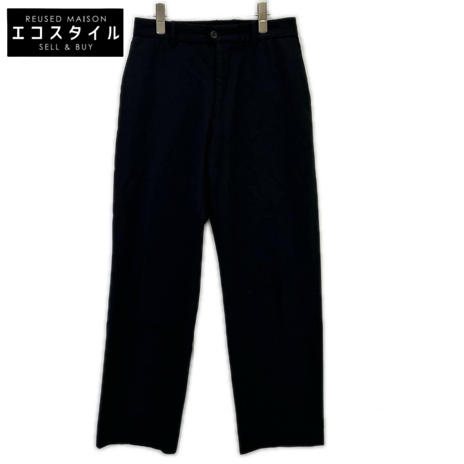 MARKAWARE 目じるし御召しもの A21C-05PT03C 黒いこと FLAT FRONT TROUSERS/ワンタックワイドパンツ ボトムス   2 黒いこと メンズ 【中古】