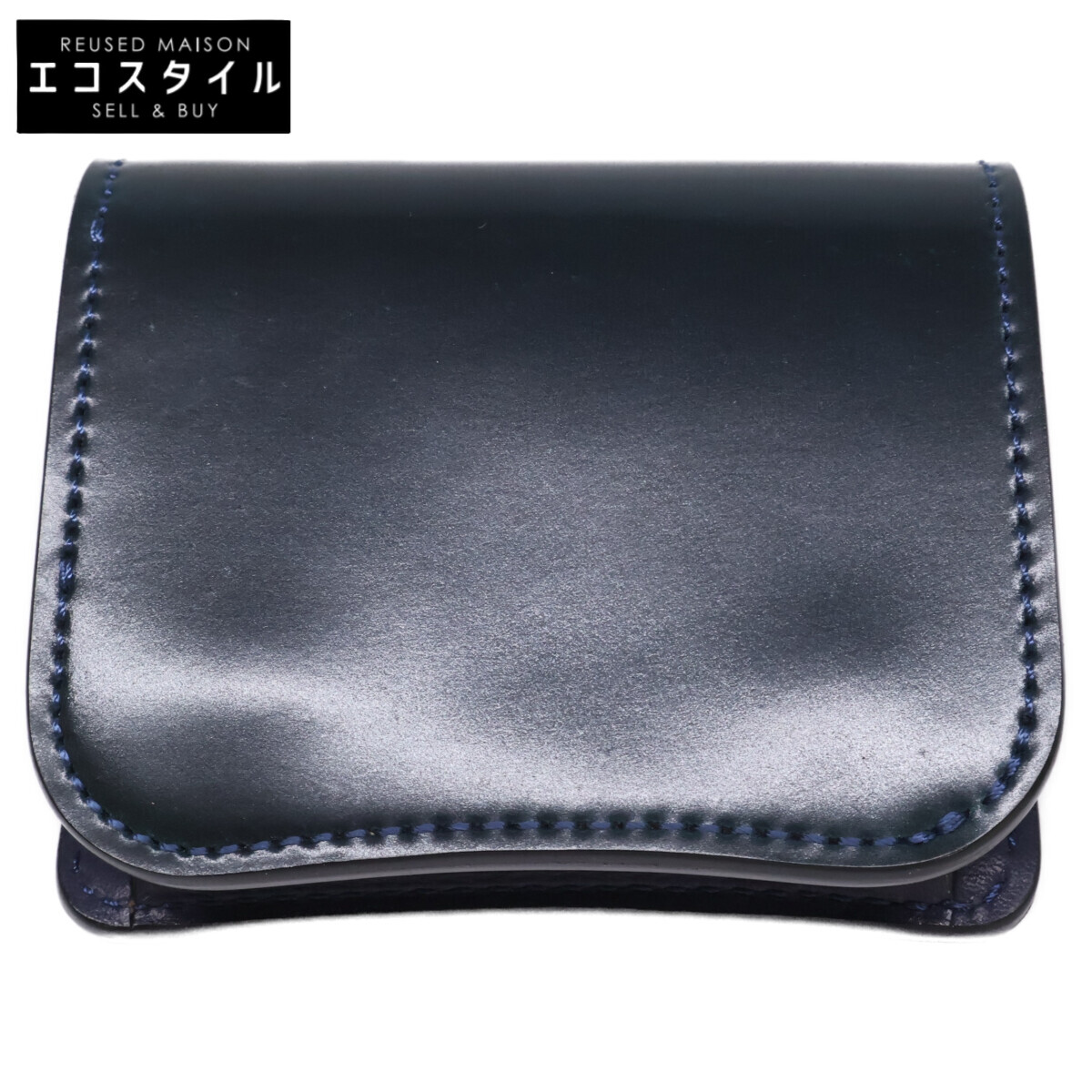 WILDSWANS ワイルドスワンズ 【美品】SP-PALM V2 B/HC/INTBxNOV/MARxEBT/ORG パームV2 コードバン/ノボナッパ/型押しブッテーロ 二つ折り金入れ 二つ折り金入れ（釣り銭入れあり）   インテンスブルー/米国海兵隊員/オレンジ色 メンズ 【中古】